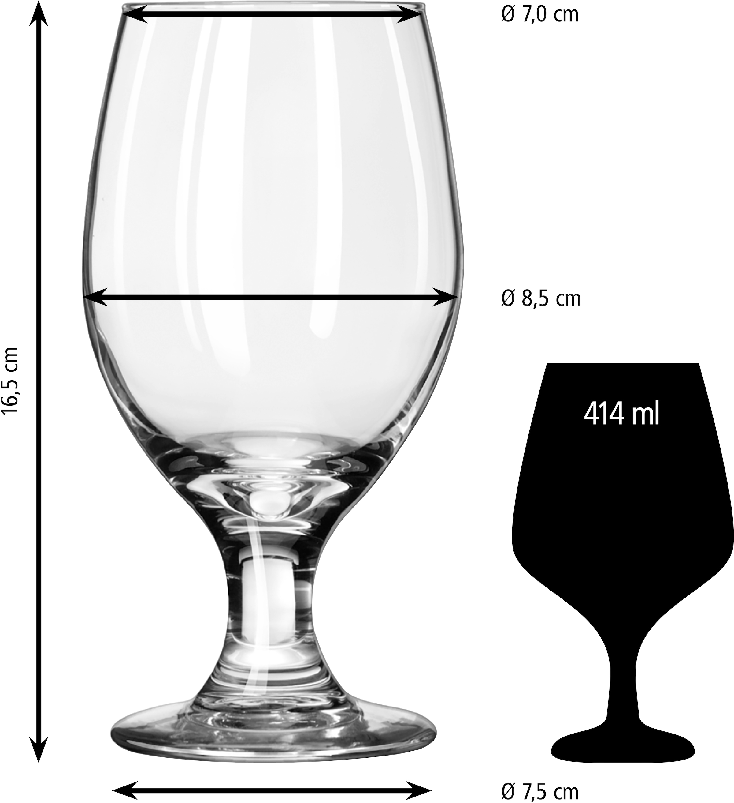 LIBBEY Gläser-Set »Goblet Glas -PERCEPTION-, 414 ml, Ø 8,5 cm, H: 16,5 cm, 12er Set«, (Set, 12 tlg.), hochwertig verarbeitet, im modernen Design