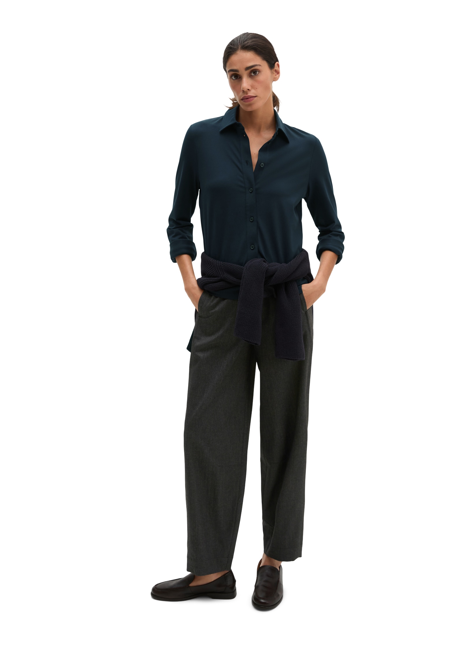 Marc O'Polo Hemdbluse aus Stretch-Baumwolle mit Paper-Finish