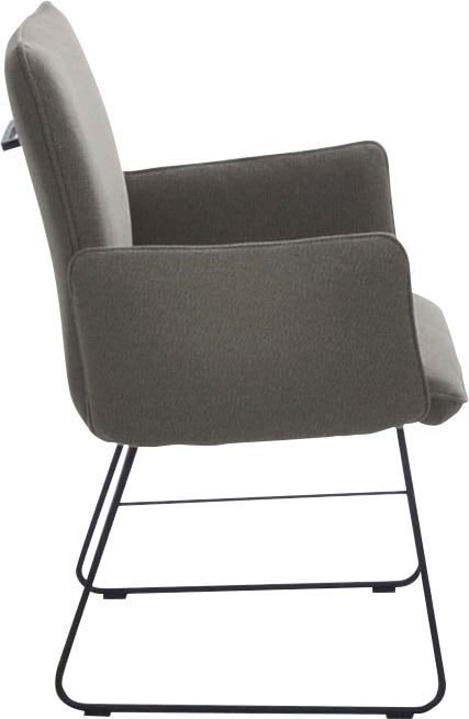 K+W Komfort & Wohnen Armlehnstuhl, 1 St., Flachgewebe Q2 2250, Drahtkufengestell in Metall schwarz, Griff am Rücken, Steppung im Sitz