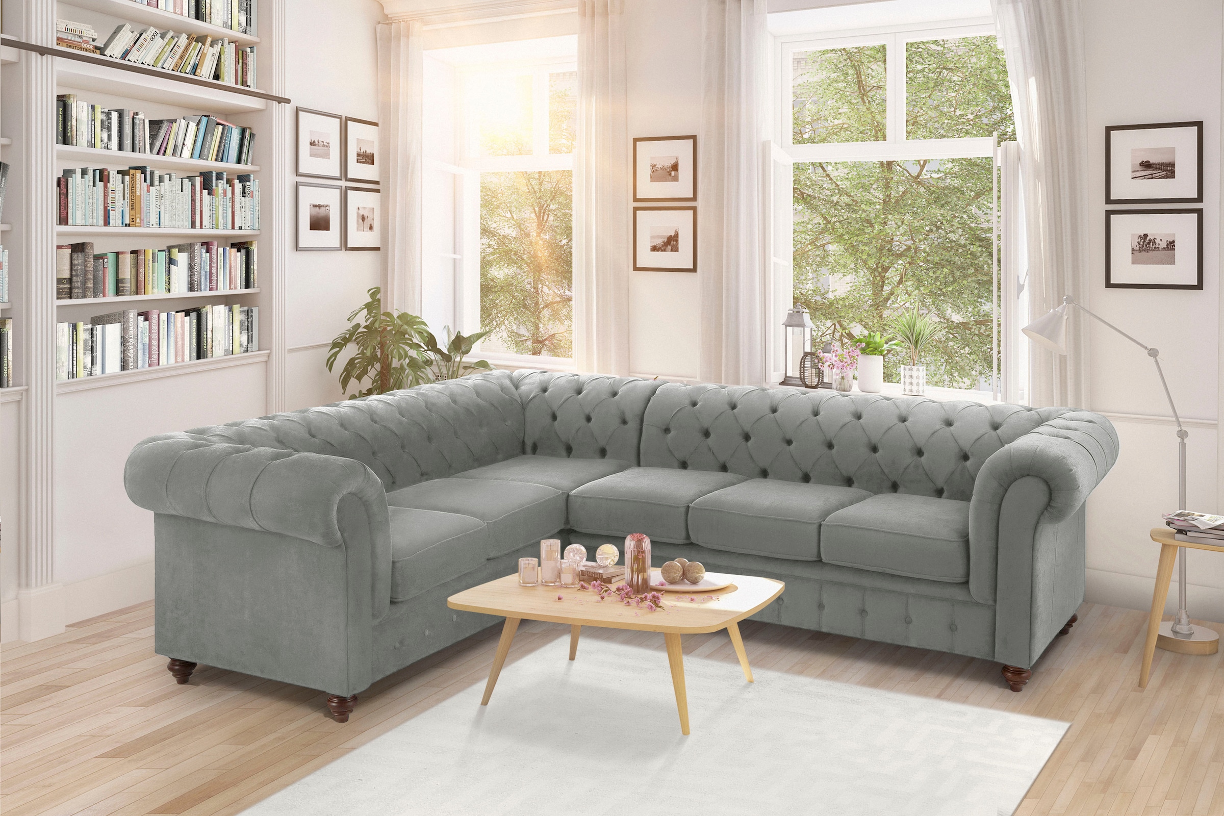 Home affaire Chesterfield-Sofa "Duc Ecksofa L-Form", hochwertige Knopfheftu günstig online kaufen