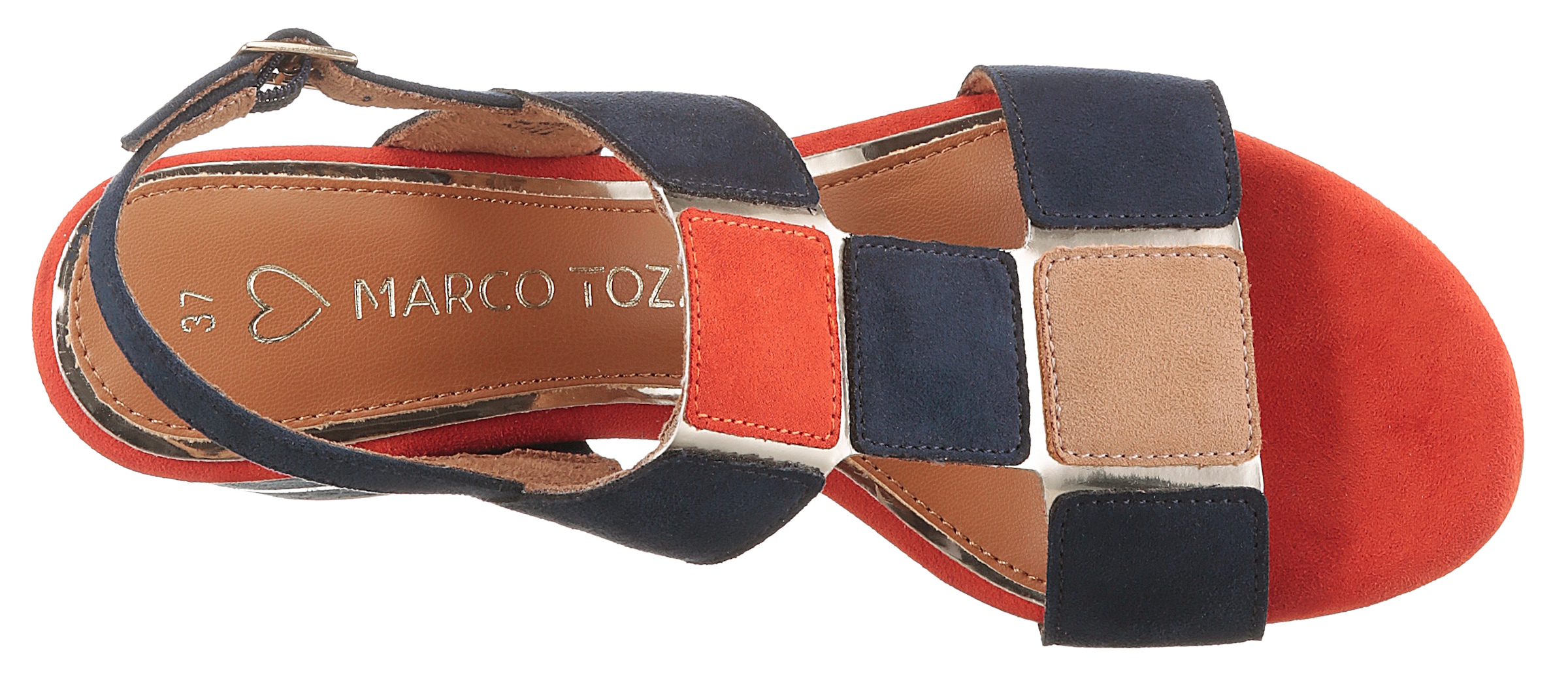 MARCO TOZZI Sandalette, Blockabsatz, Sommerschuh, Sandale mit kontrastfarbenen Details