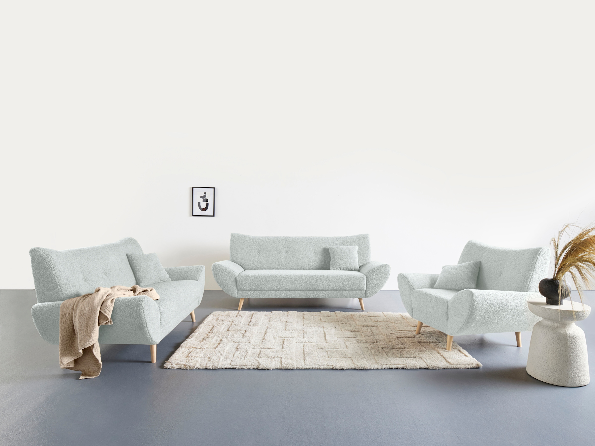 Home affaire Polstergarnitur "Basta" 3 Stk. tlg. Komfortable Wellenunterfed günstig online kaufen