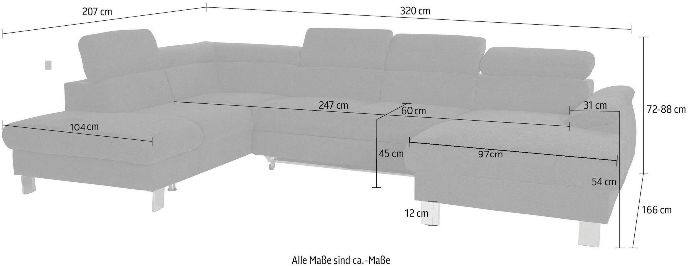 COTTA Wohnlandschaft »Komaris U-Form«, inklusive Kopfteilverstellung, wahlweise mit Bettfunktion und RGB-LED