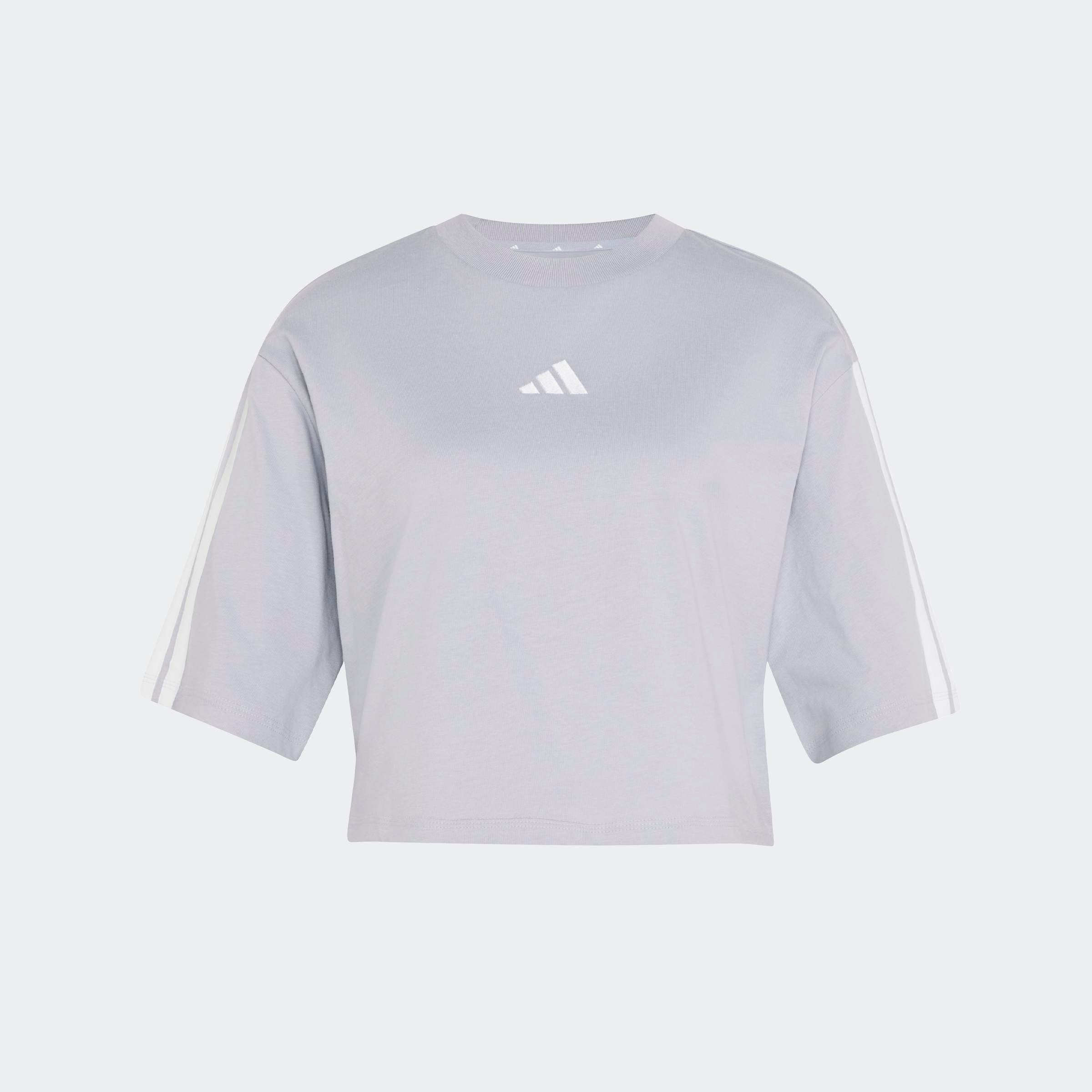 adidas Sportswear T-Shirt »ESSENTIALS 3-STREIFEN COTTON LOOSE« mit Rundhalsausschnitt, bauchfreie Schnittform, ohne Verschluss