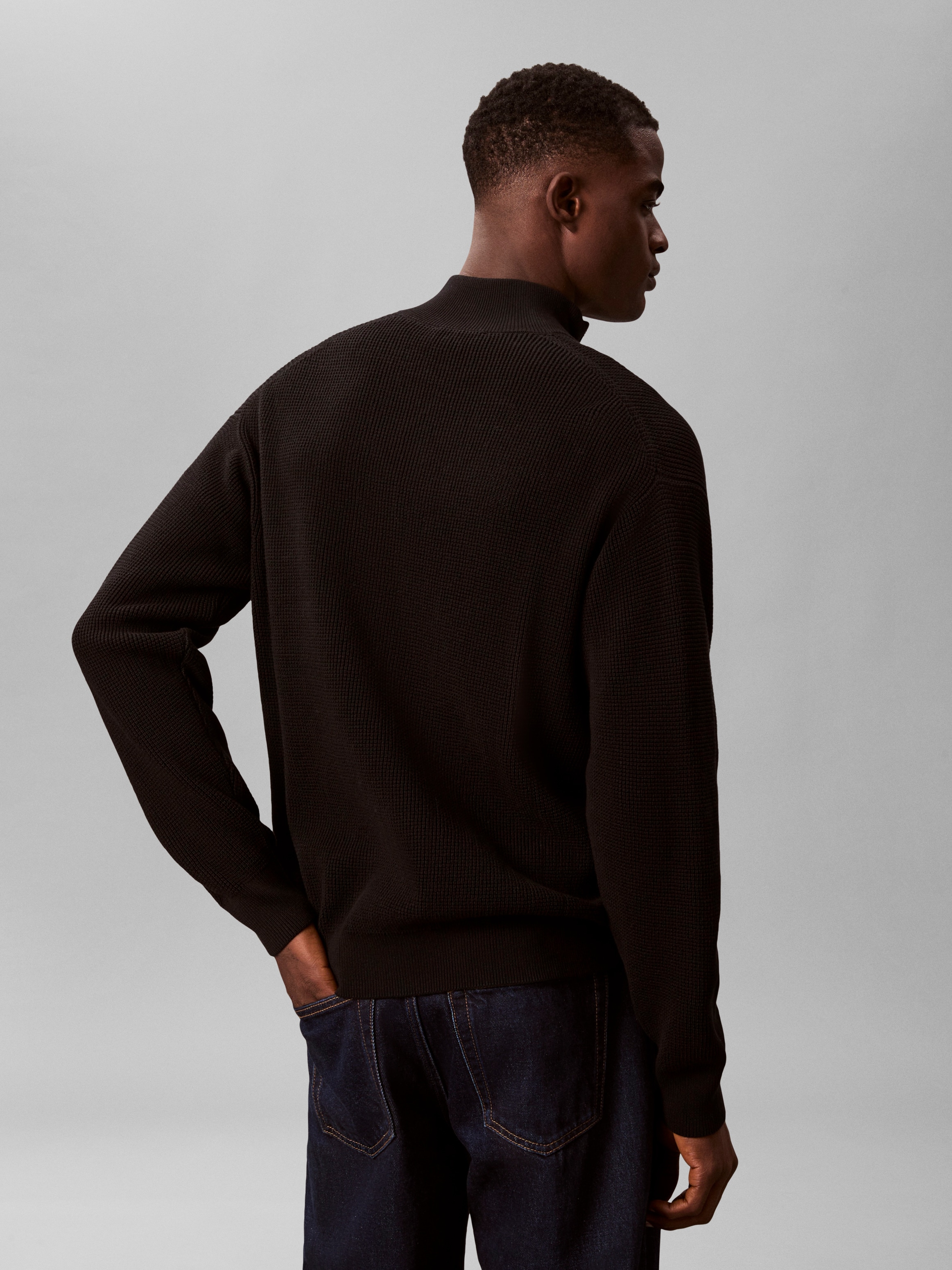 Calvin Klein Jeans Strickpullover Troyerkragen mit Reißverschluss, Regular Fit