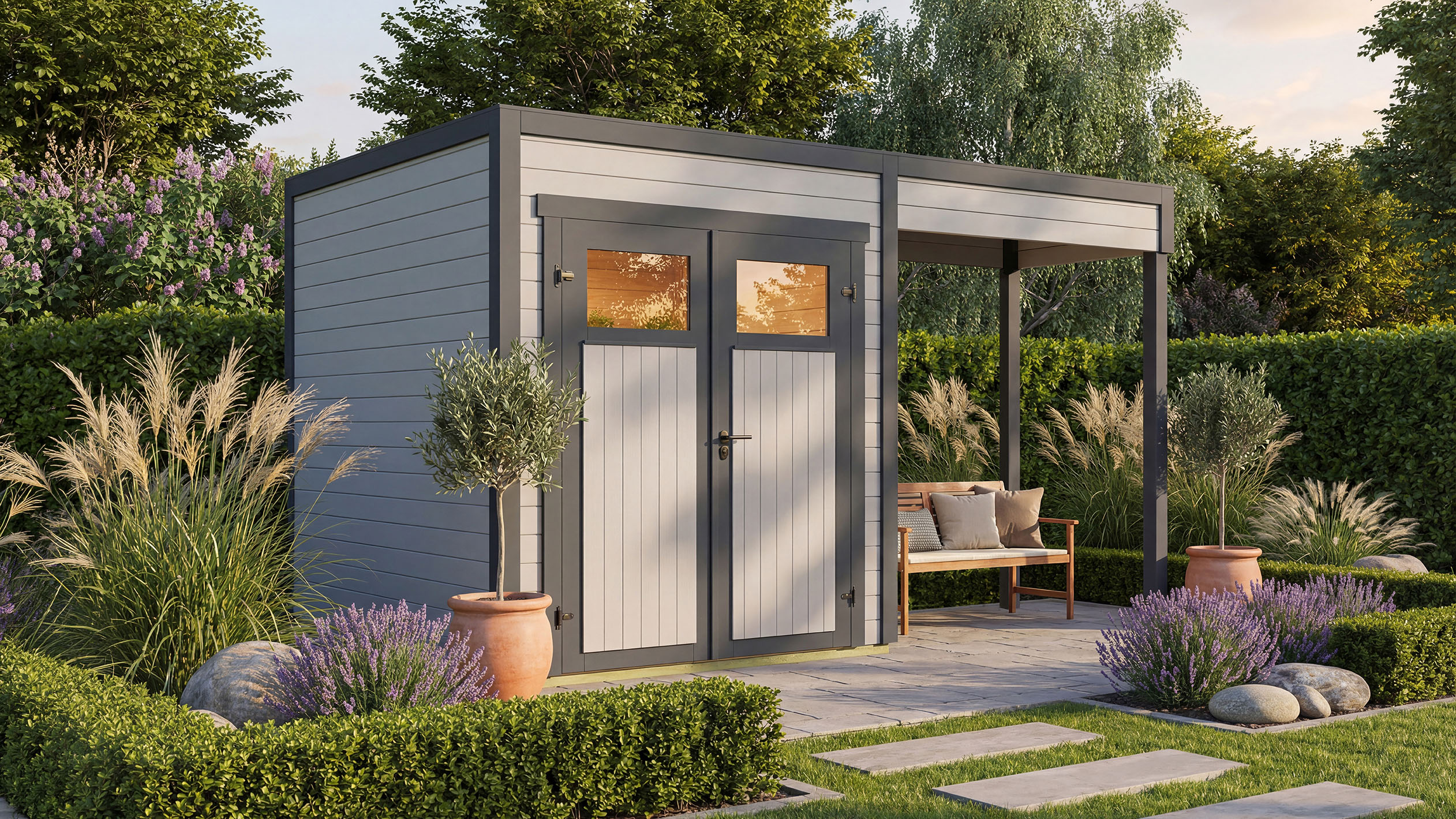 weka Gartenhaus "Batu 1 mit Anbau 150 cm"