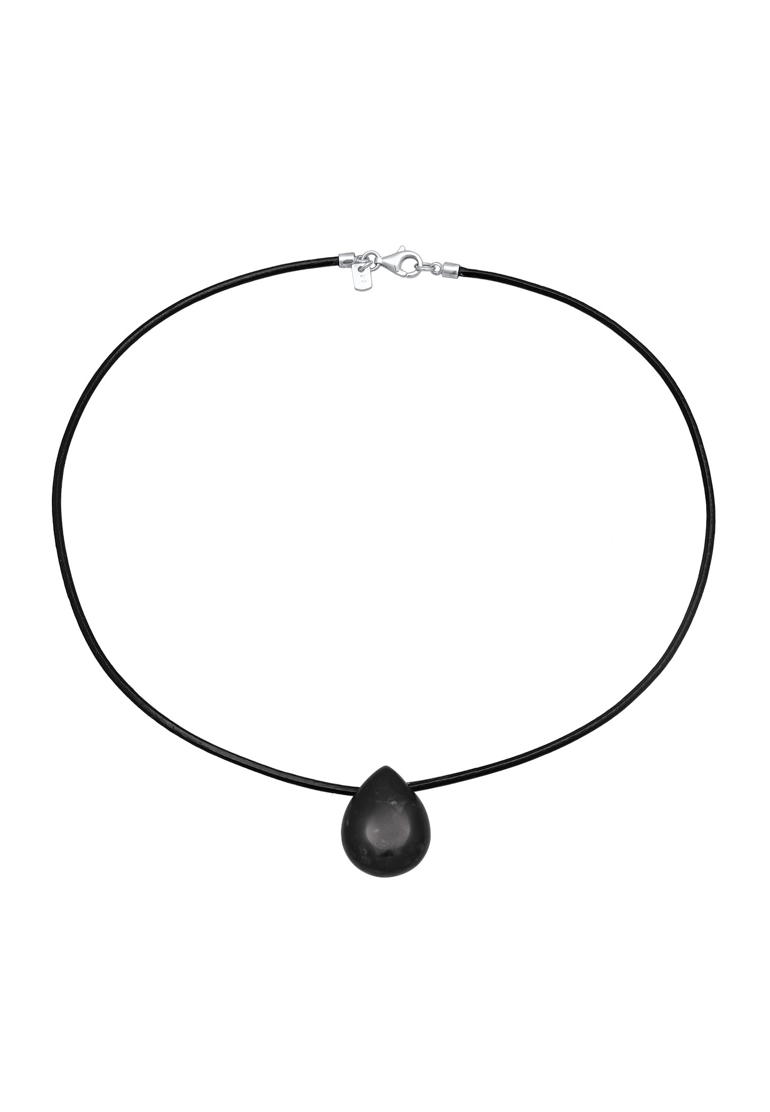 Kuzzoi Lederband »Halskette Choker Satin Türkis Edelstein Tropfen 925 Silber«