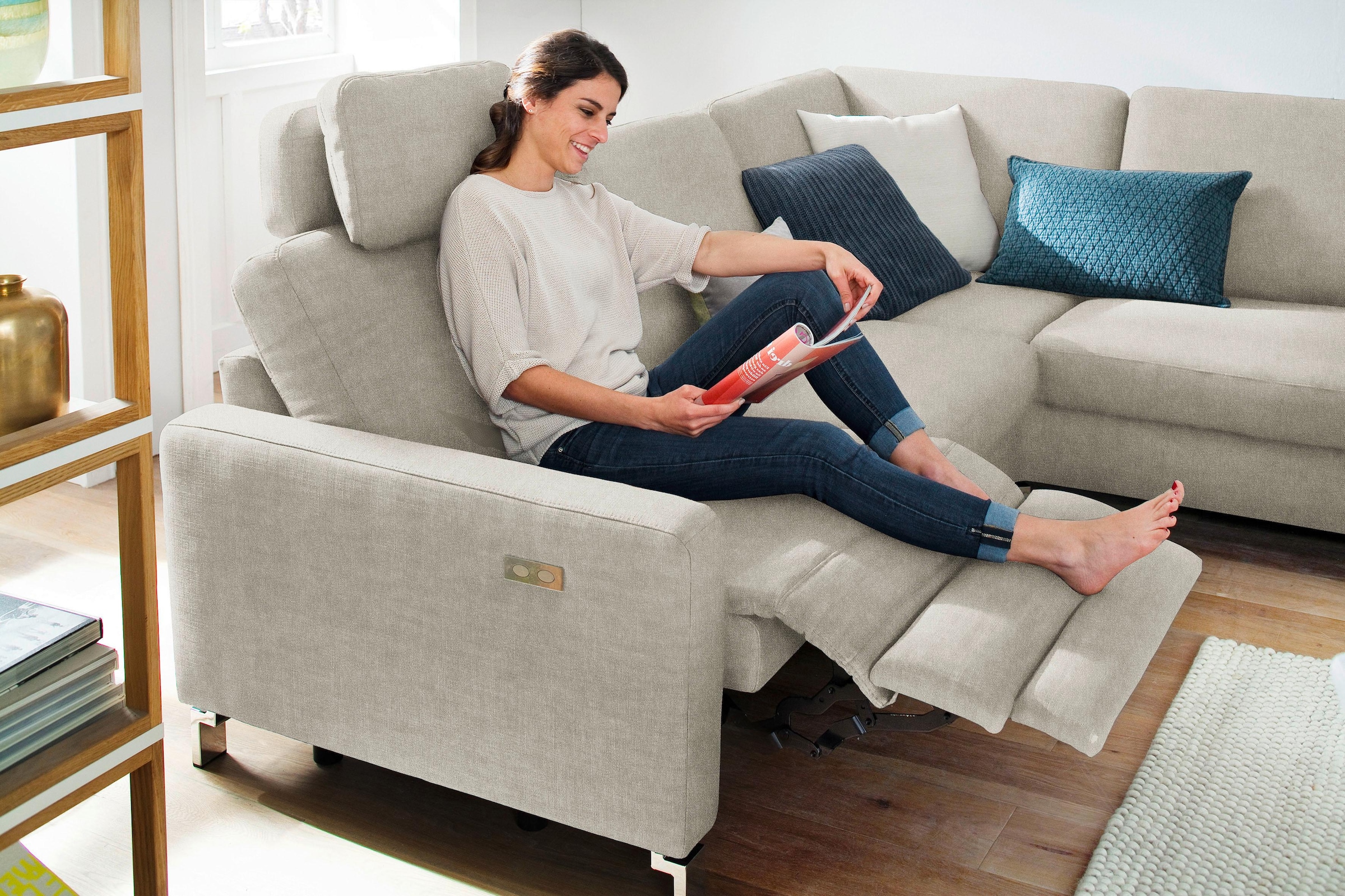 3C Candy Ecksofa »Mainau modern und elegant, mit gutem Sitzkomfort, L-Form«, wahlweise mit elektrischer Relaxfunktion, Federkern