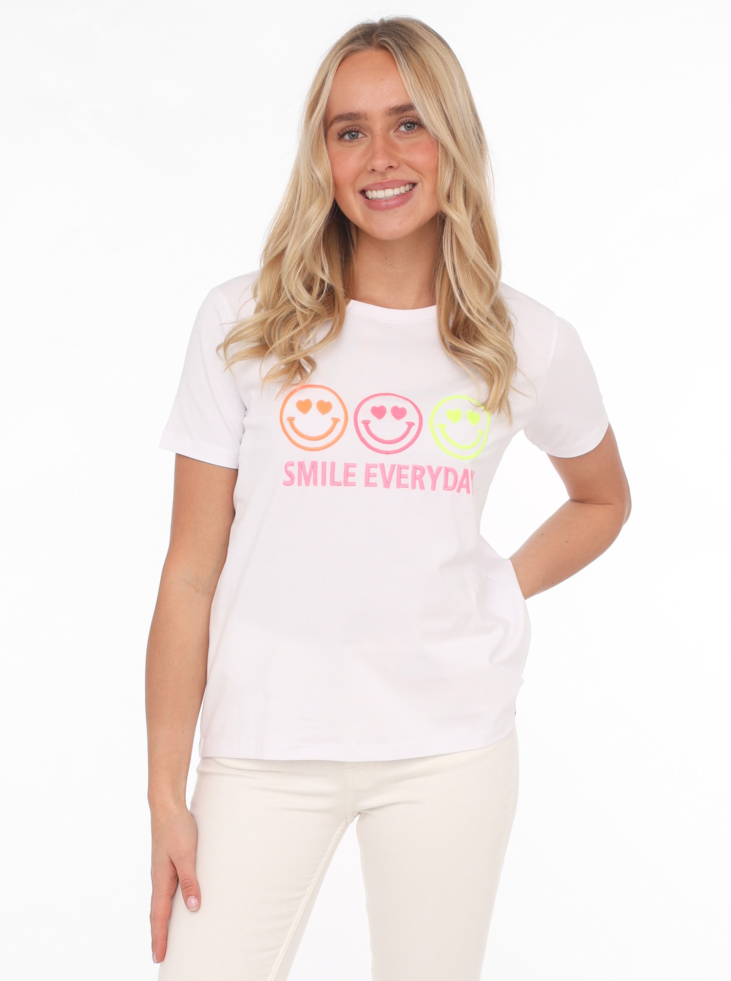 Zwillingsherz T-Shirt ""Smile everyday"", Rundhalsausschnitt, Kurzarm, Smil günstig online kaufen