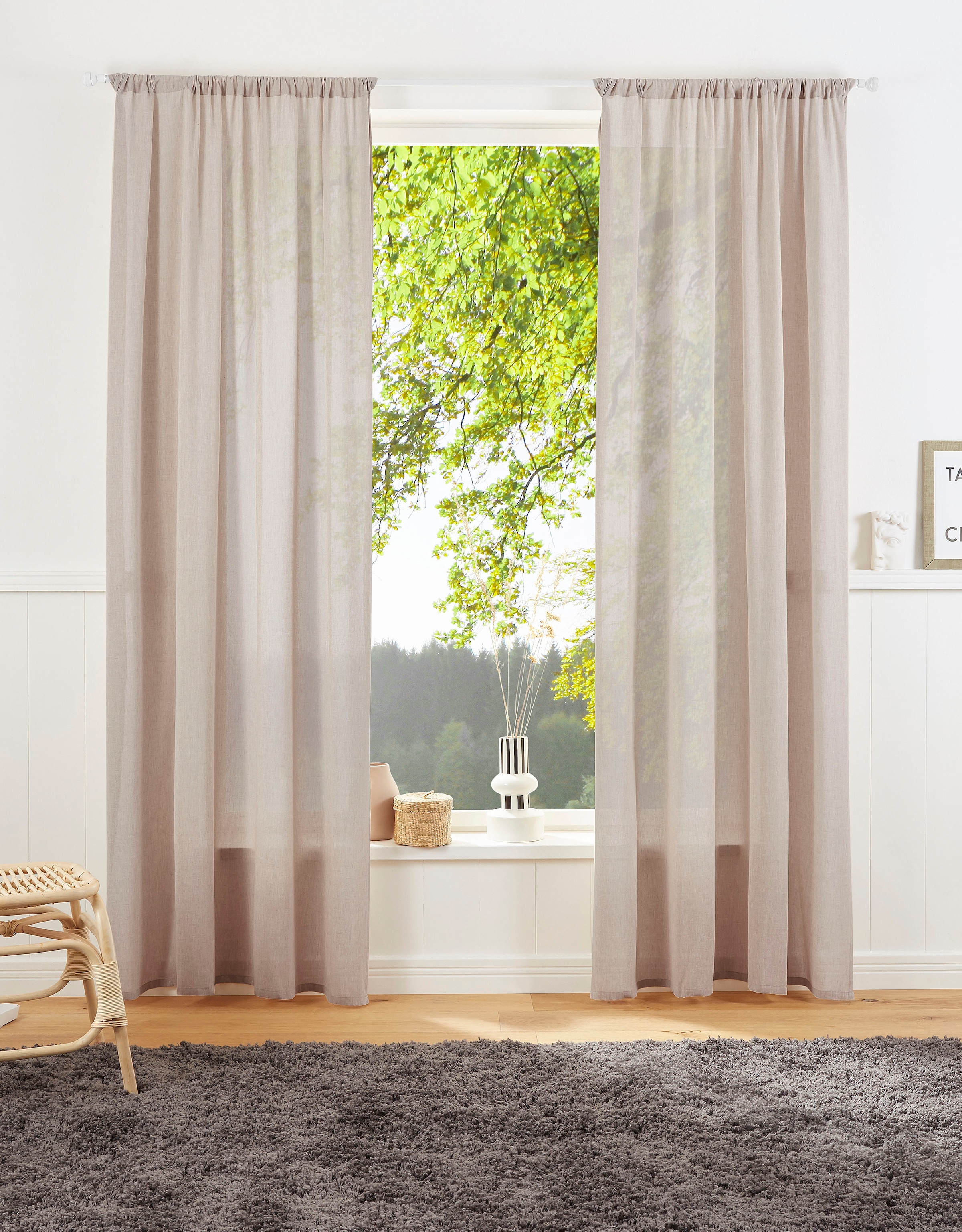 LeGer Home by Lena Gercke Vorhang "Lanea" Stangendurchzug 1 Stk. tlg. Leine günstig online kaufen