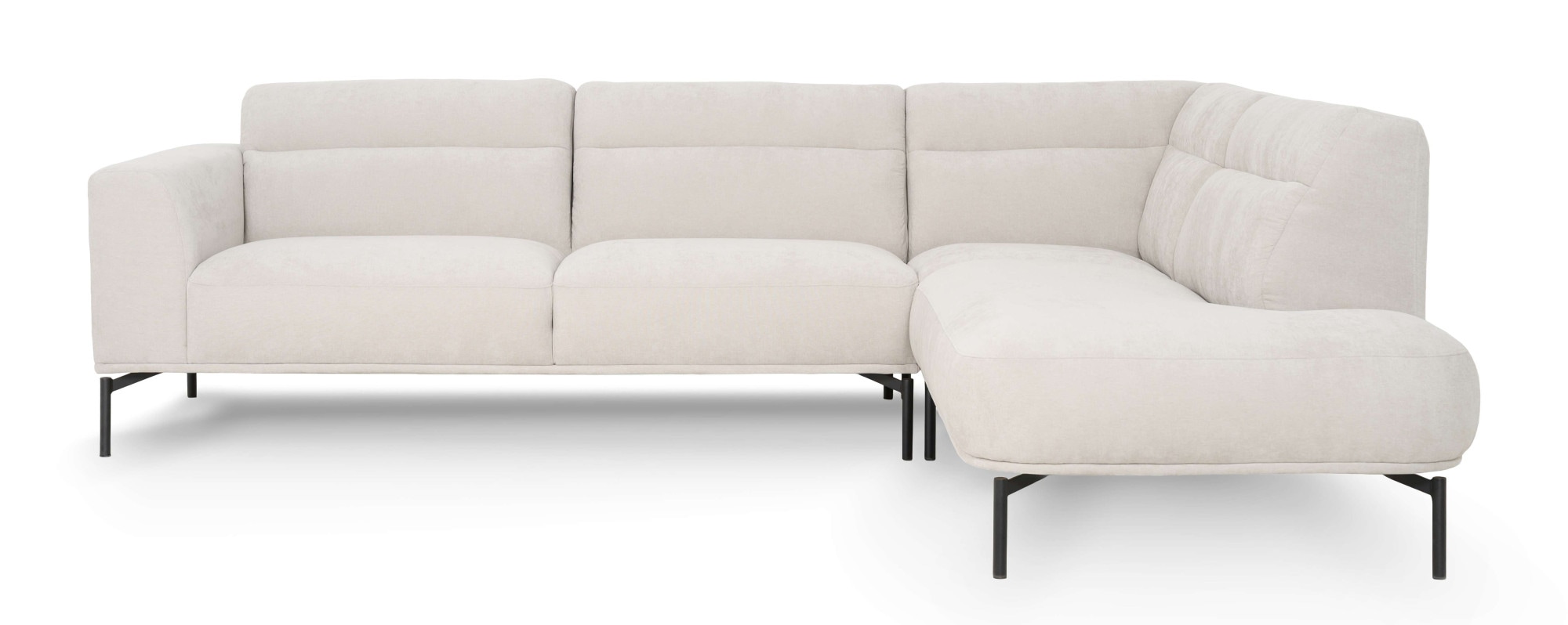 OTTO home Ecksofa »Nennor, weiches Chenille« Breite 278 cm, Wellenunterfederung, schwarze Metallfüße