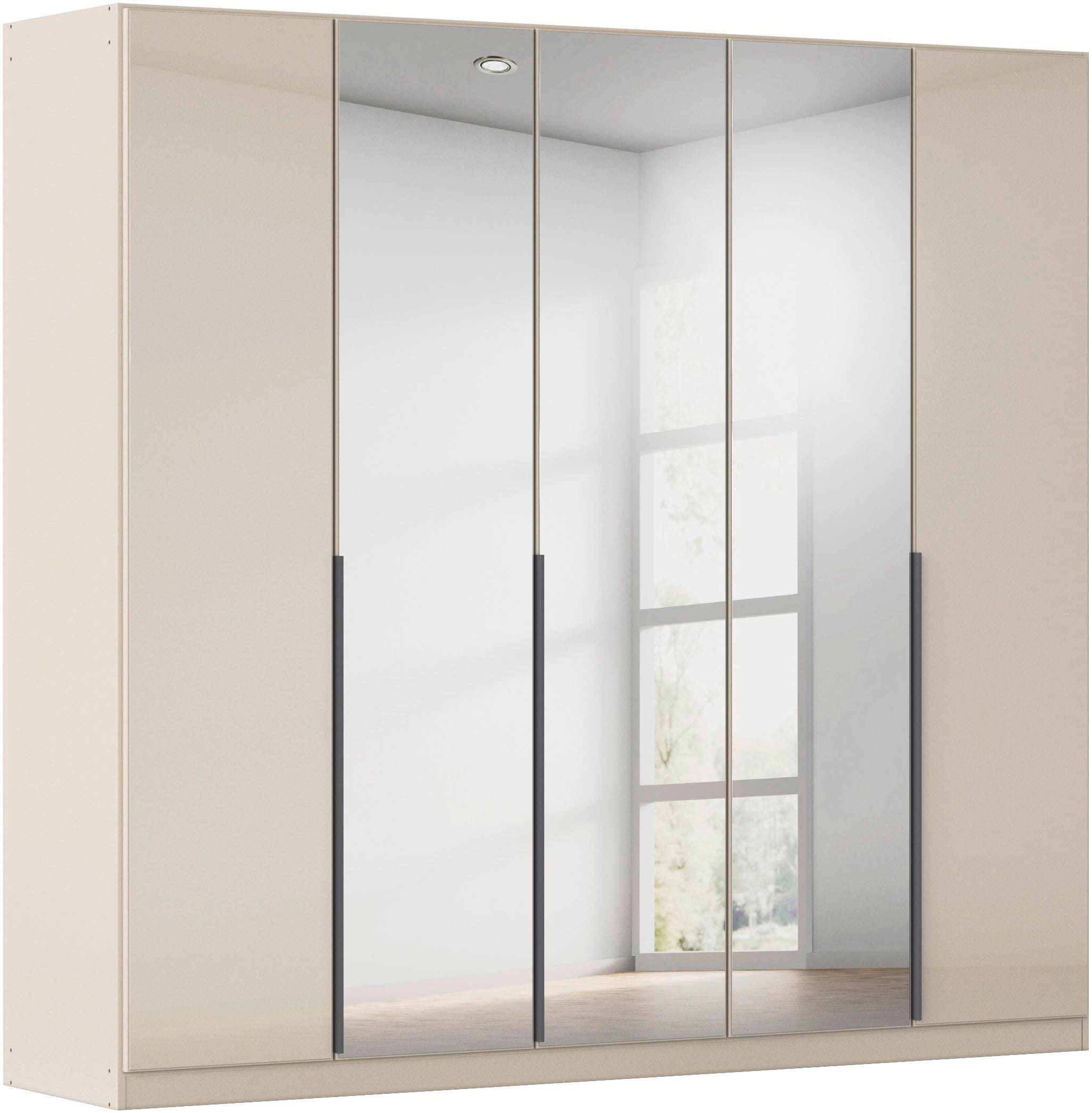 OTTO home Drehtürenschrank "Kleiderschrank Schrank Garderobe AGORDO mit Glasfront und Spiegel" in zwei Griff-Farben, Breiten 91-405 cm, durchdachte Innenausstattung, in 8 Breiten und 2 Höhen MADE IN GERMANY