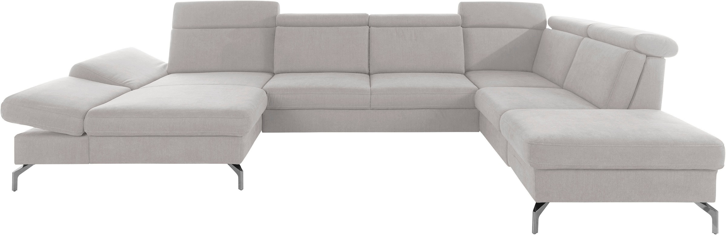 Wohnlandschaft SIT & MORE "Brisbane U-Form", silber, B:367cm T:243cm, Soft clean (98% Polyester, 2% Polyamid), Sofas, Zehentrenner, Fußhöhe 15 cm, inklusive Sitztiefen-, Armteil- und Kopfteilverstellung 4