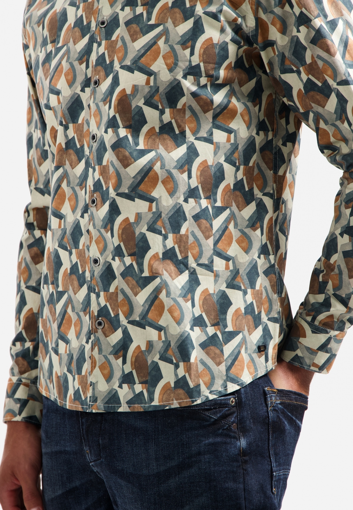 NO EXCESS Langarmhemd »No Excess Bedrucktes Hemd Shirt Stretch Allover Printed«