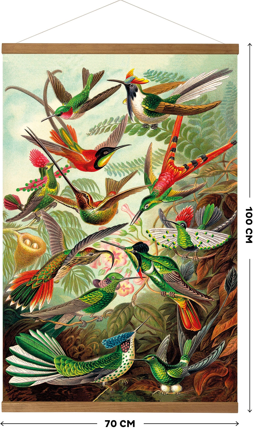 Art for the home Leinwandbild »Hummingbirds«, (1 St.), Luxus Kakemono Leinen Wandposter 80x60cm