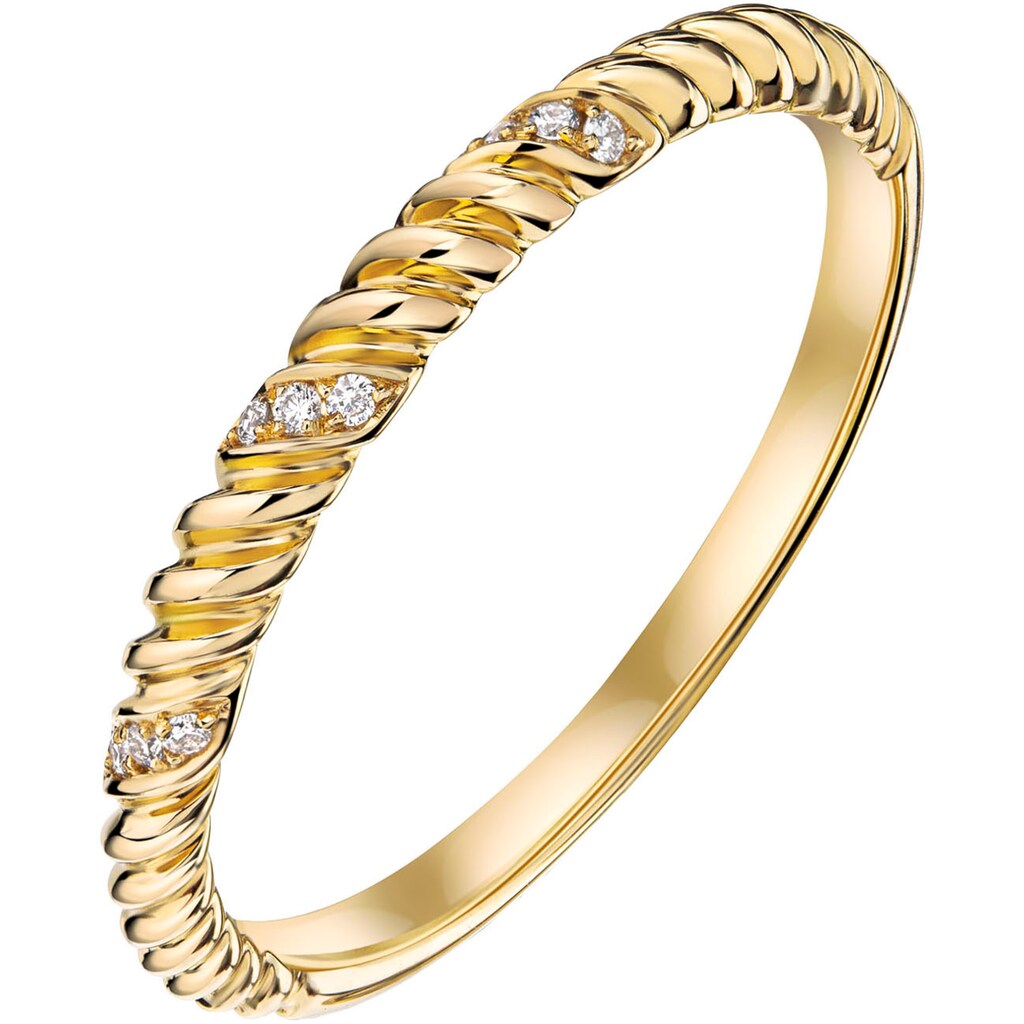 Firetti Fingerring »Schmuck Geschenk Gold 585 Goldring Twisted Diamond«, mit Brillanten