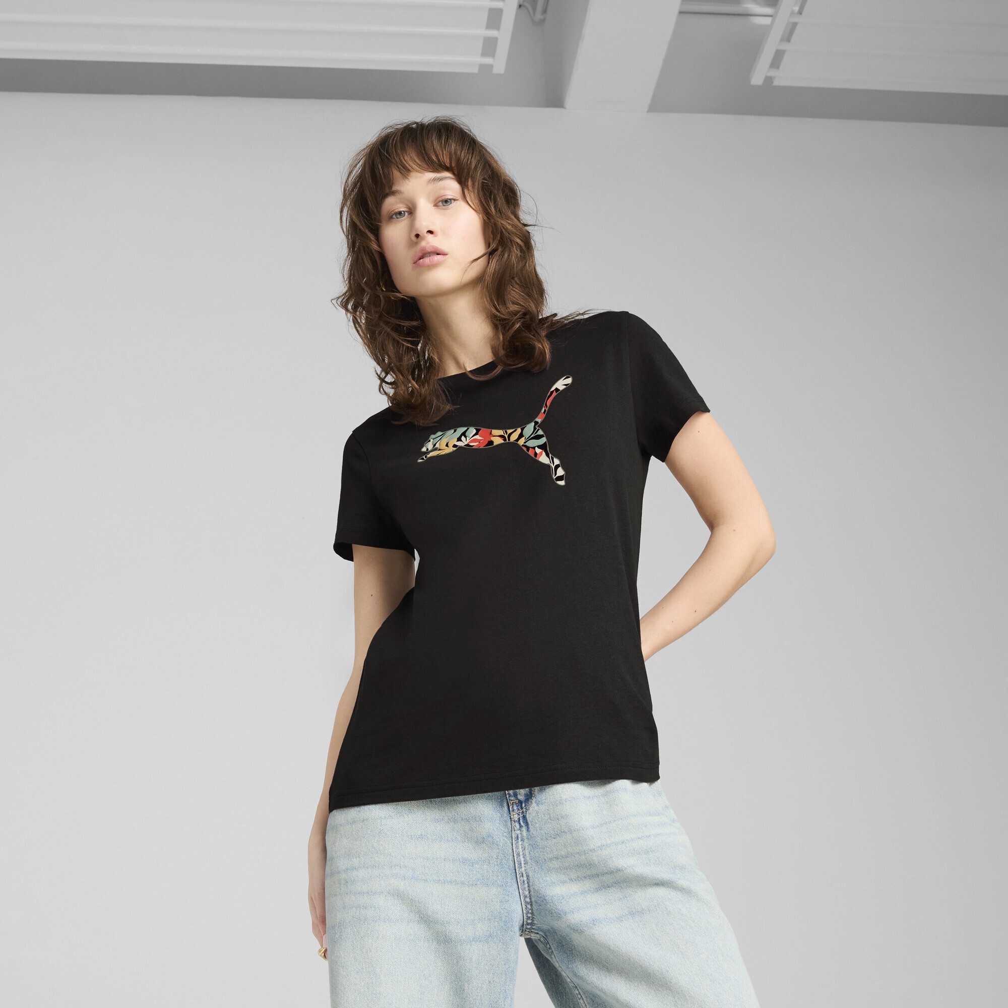 PUMA T-Shirt »GRAPHICS Floral Cat Logo T-Shirt Damen«