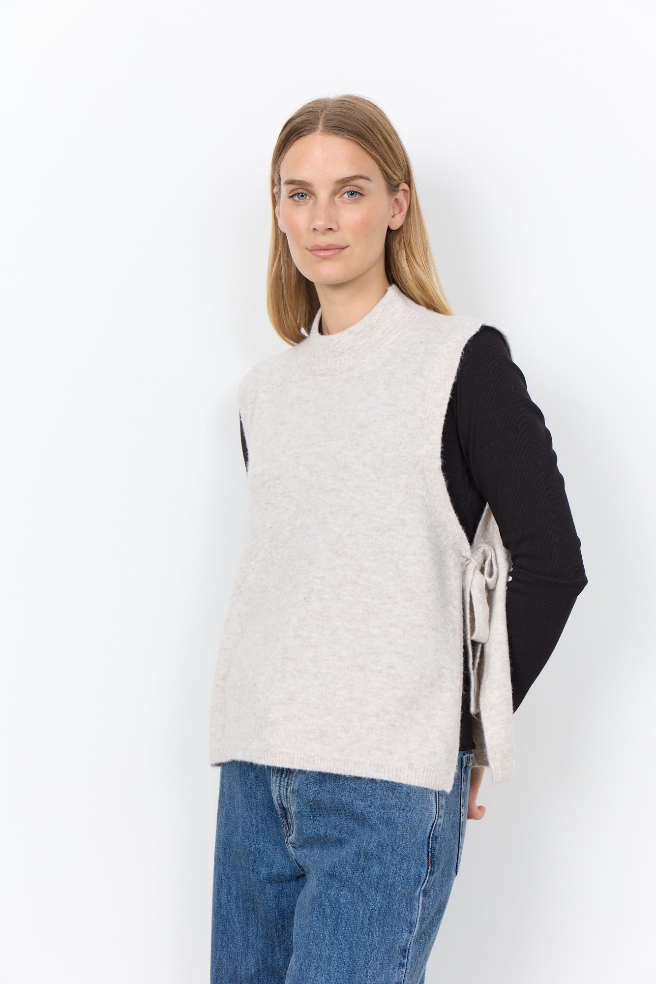 soyaconcept Pullunder "SC-ORLEAN 16" Materialmix, seitlich zum Binden