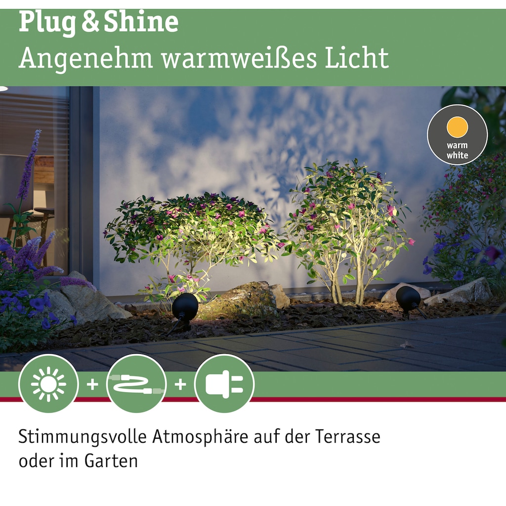 Paulmann LED Gartenleuchte »Outdoor Plug & Shine Spot Kikolo 60° 3000K anthrazit«, 1 flammig-flammig