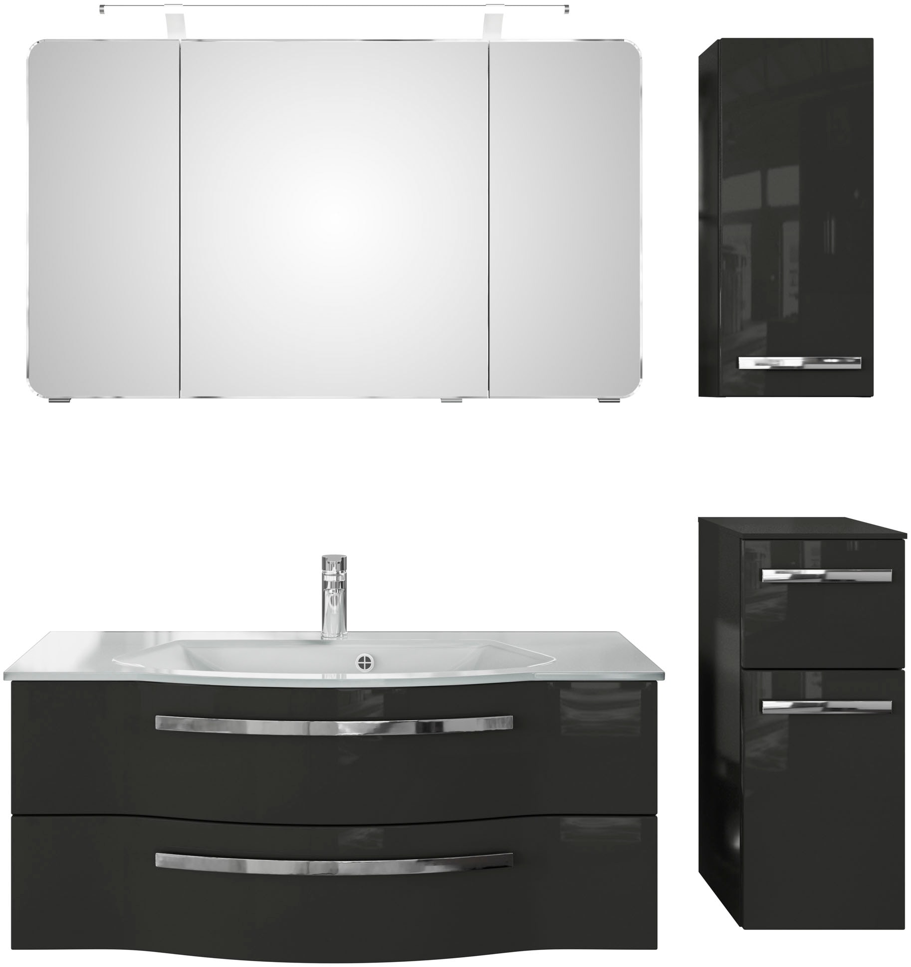 Saphir Badmöbel-Set "Serie 4005, vormontiert, Glaswaschbecken, Spiegelschra günstig online kaufen