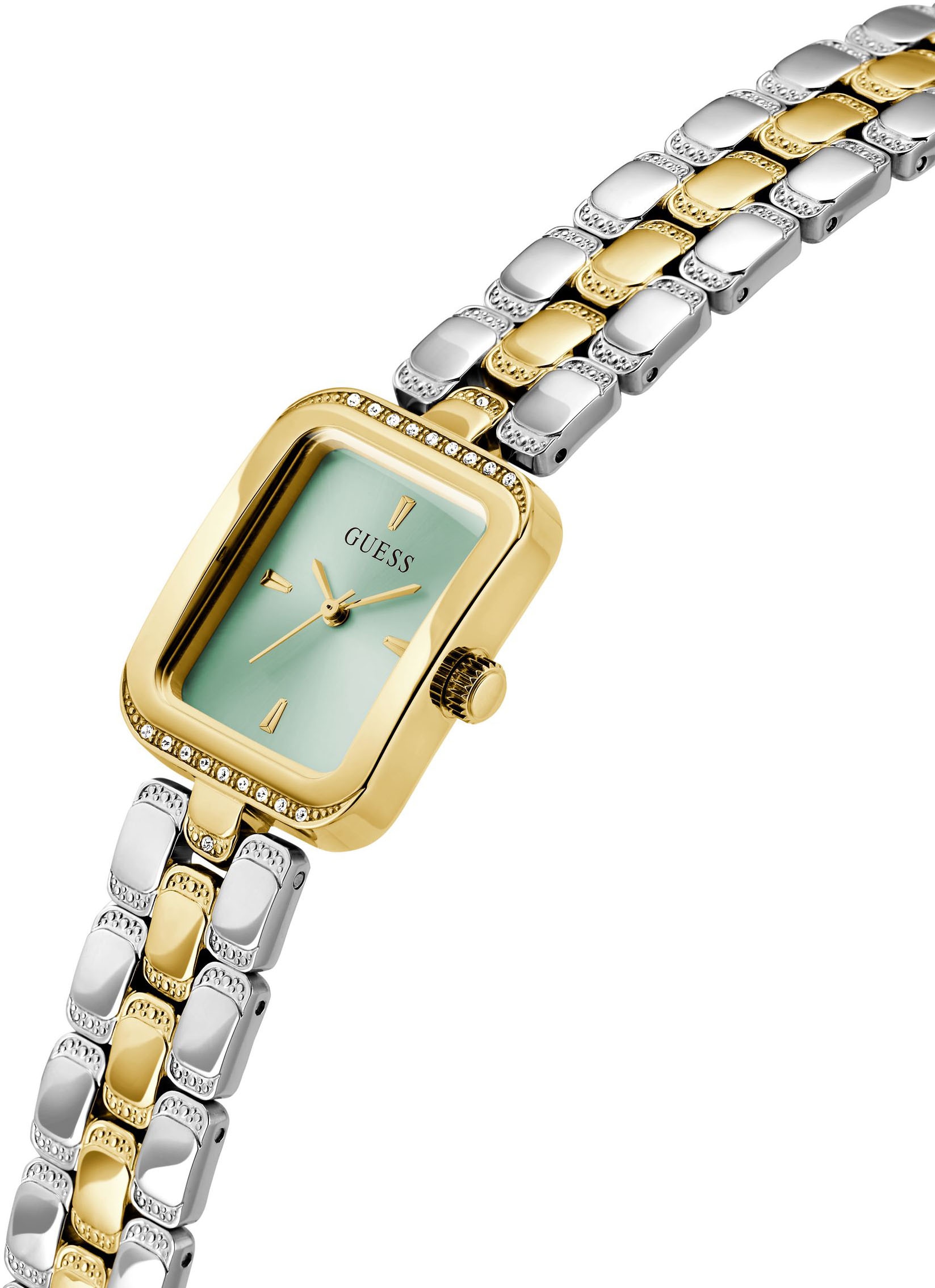 Guess Quarzuhr »ISLA«, Armbanduhr, Damenuhr, Edelstahlarmband