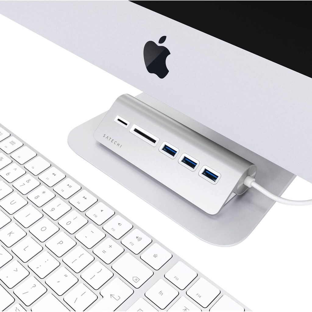 Satechi USB-Adapter »Type-C Aluminum USB Hub & Card Reader«, USB 3.0 Typ A zu USB Typ C