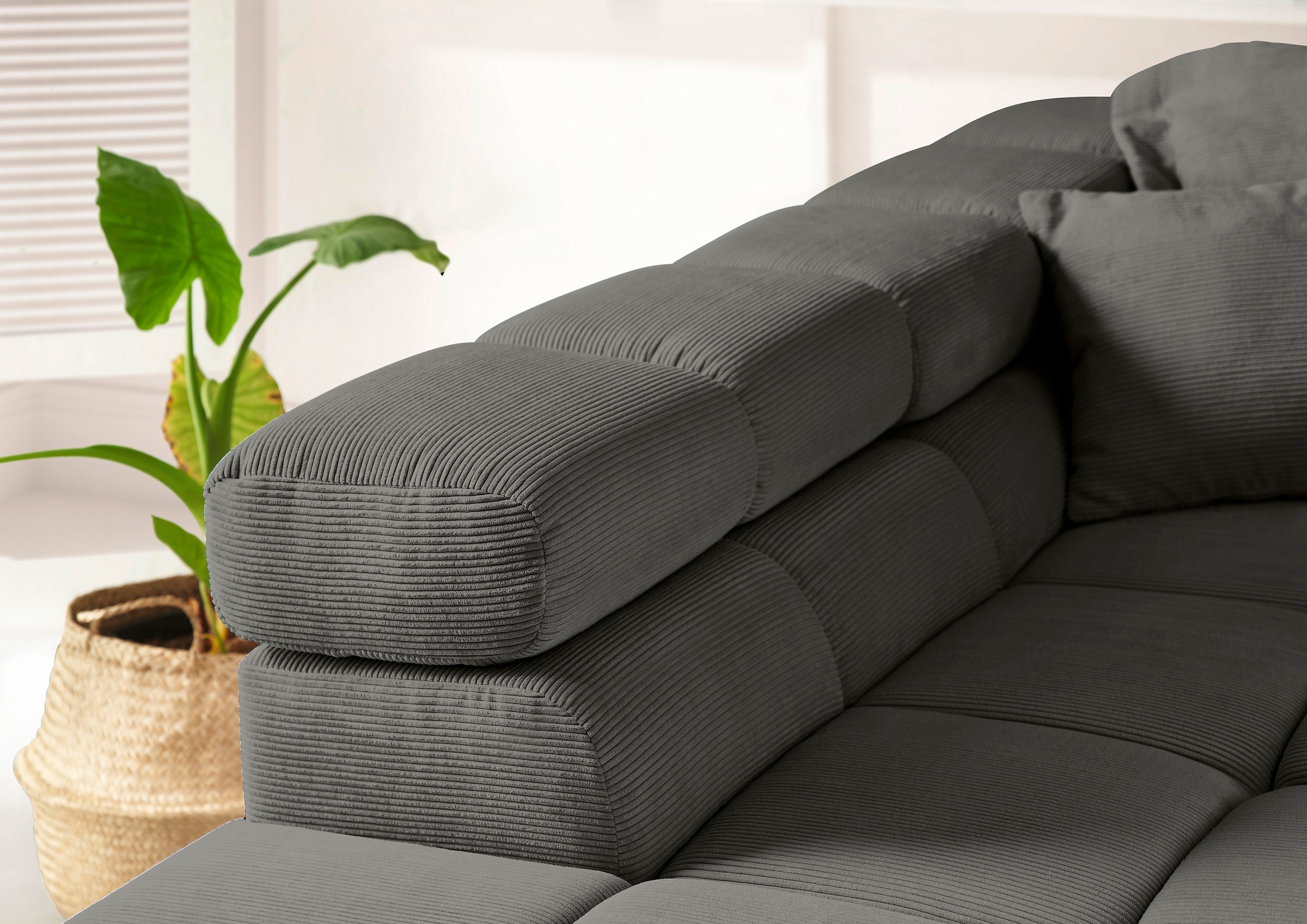 INOSIGN Ecksofa »Ancona incl. Kopfteilverstellung, Breite 319cm, L-Form«, wahlweise motorische Sitztiefenverstellung, auch in Cord + Easy Care