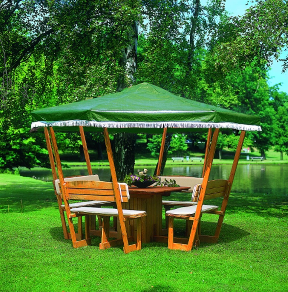 promadino Holzpavillon »Rosenheim«, (Set), BxT: 304x304 cm, inkl. Sitzgruppe