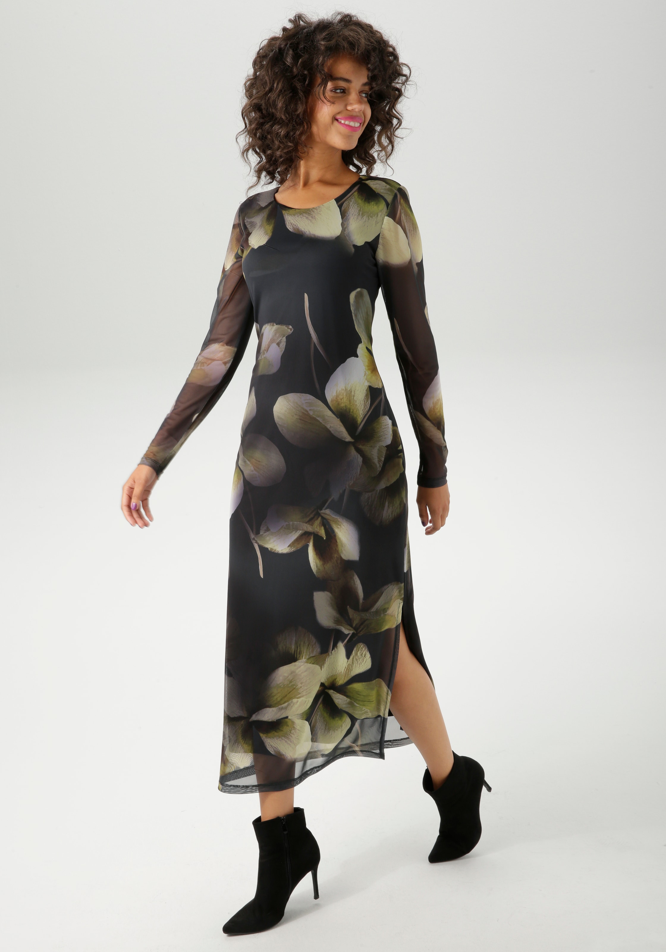 Aniston CASUAL Maxikleid, mit großflächigen Batik-Blüten bedruckt - NEUE KO günstig online kaufen