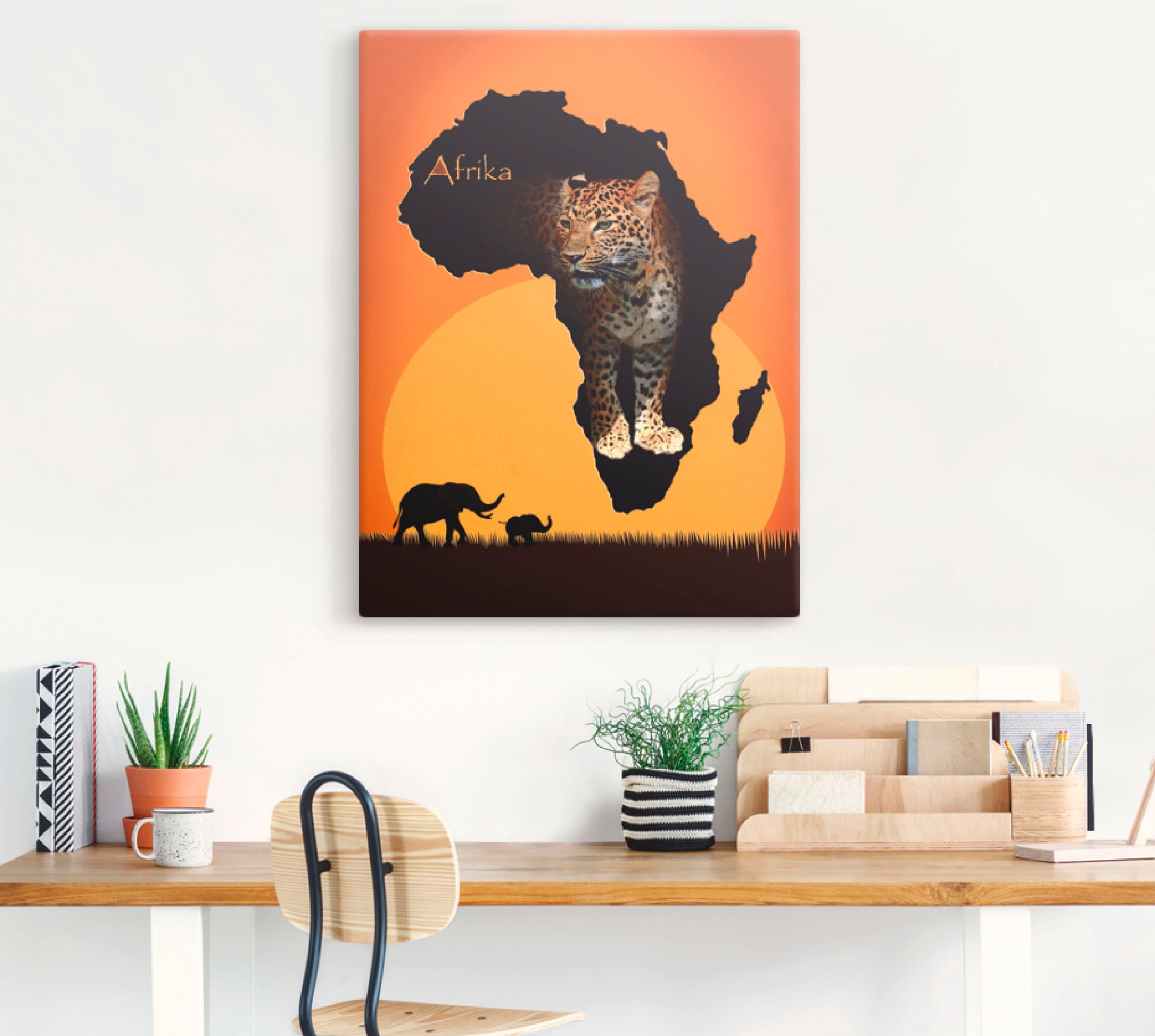 Artland Wandbild »Afrika der schwarze Kontinent«, Wildtiere, (1 St.), als Leinwandbild, Poster, Wandaufkleber in verschied. Größen