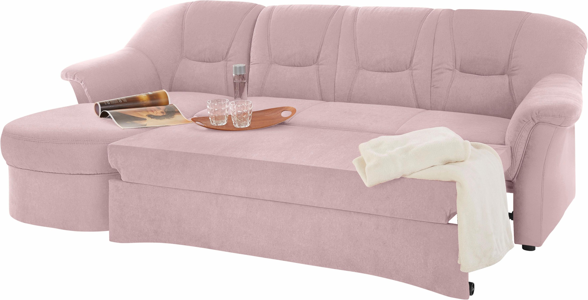 DOMO collection Ecksofa »Sarafina zeitlos und komfortabel, optional mit Federkern, L-Form«, wahlweise mit Bettfunktion