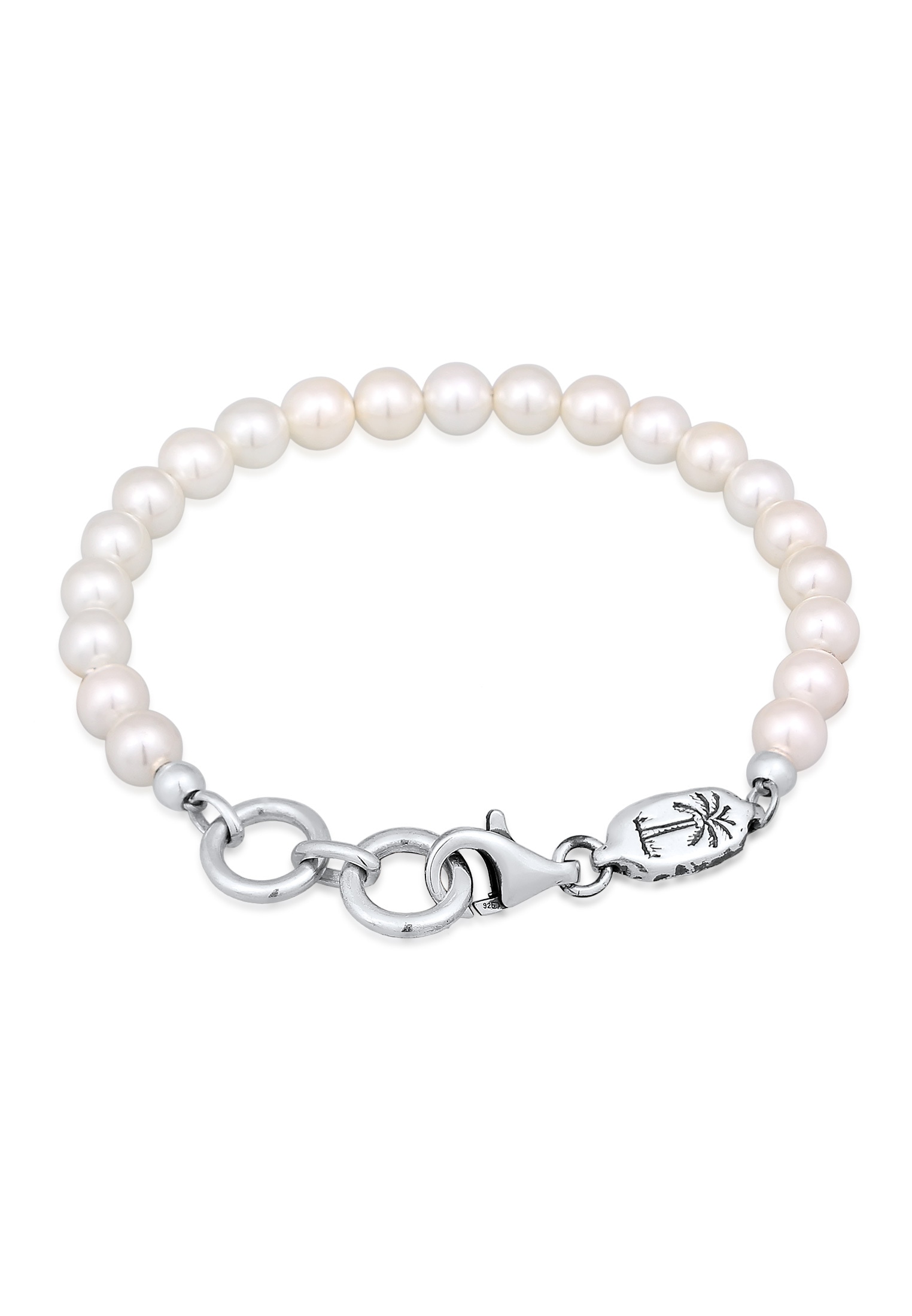 "Armkette HAZE & GLORY ""Armband Perlenarmband - Pearl it out 925 Sterling Silber"" Gr. 190, silber, Armbänder, Herren, 190, Silber 925