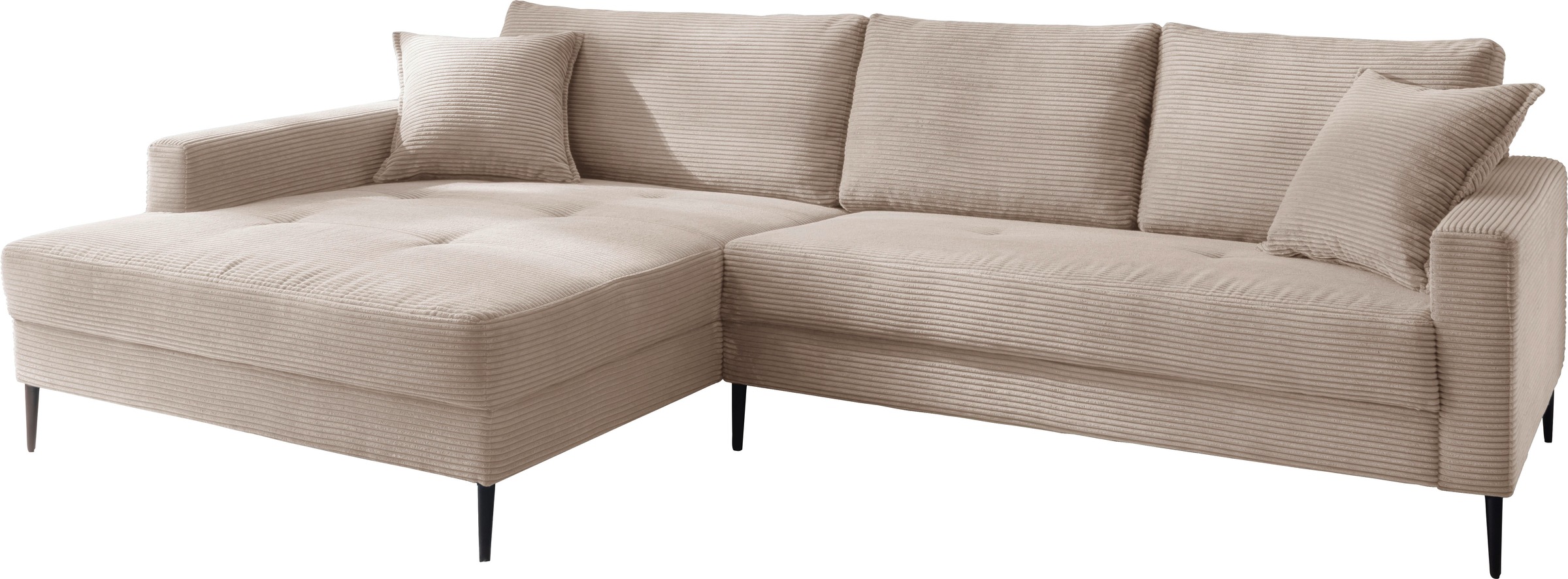 Trends by HG Ecksofa "Summer L-Form" in Cord-Stoff mit Metallfuß günstig online kaufen