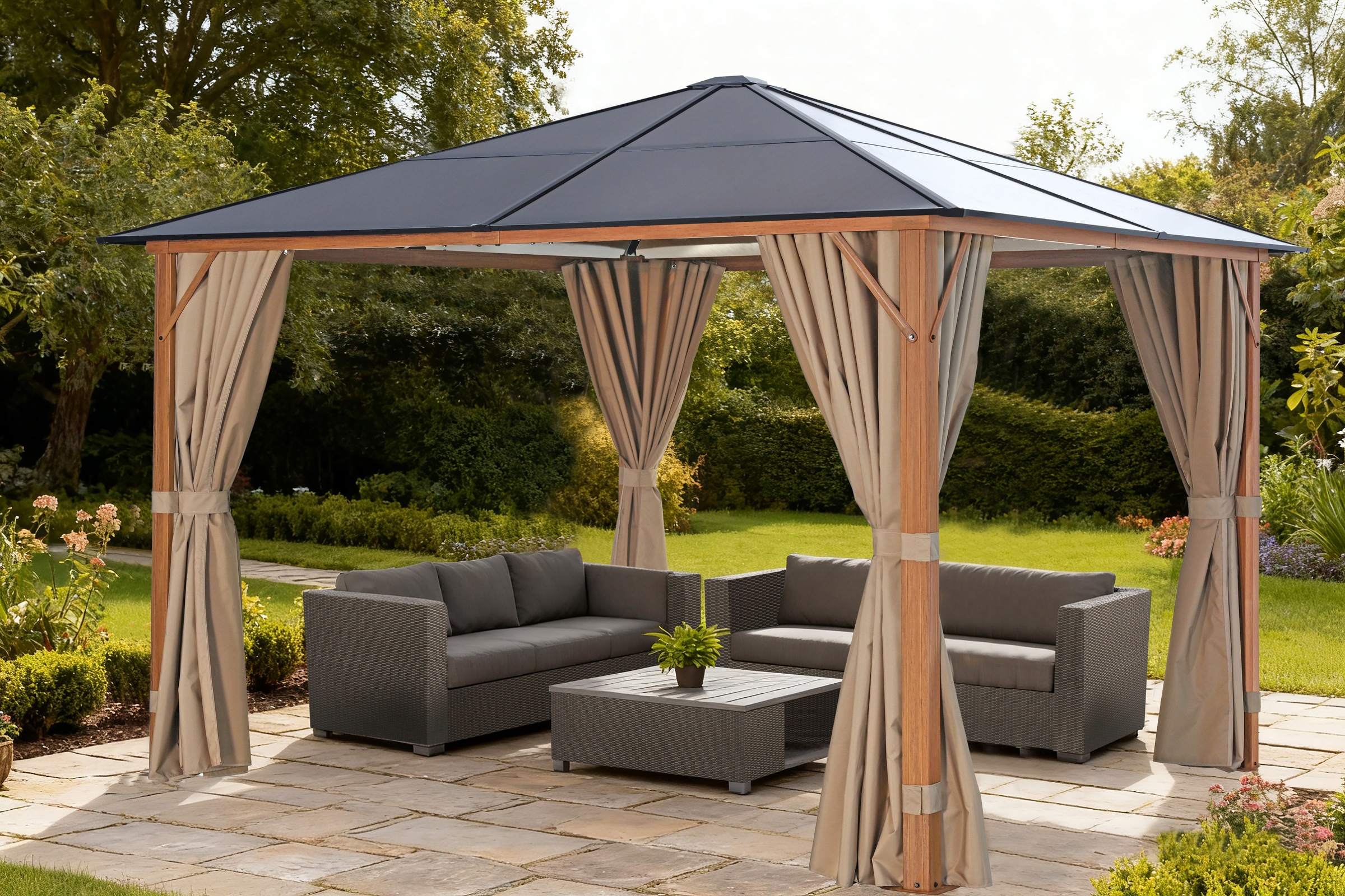 KONIFERA Pavillon "Aruba" Gestell aus Aluminium, Dach aus Polycarbonat-Stegplatten