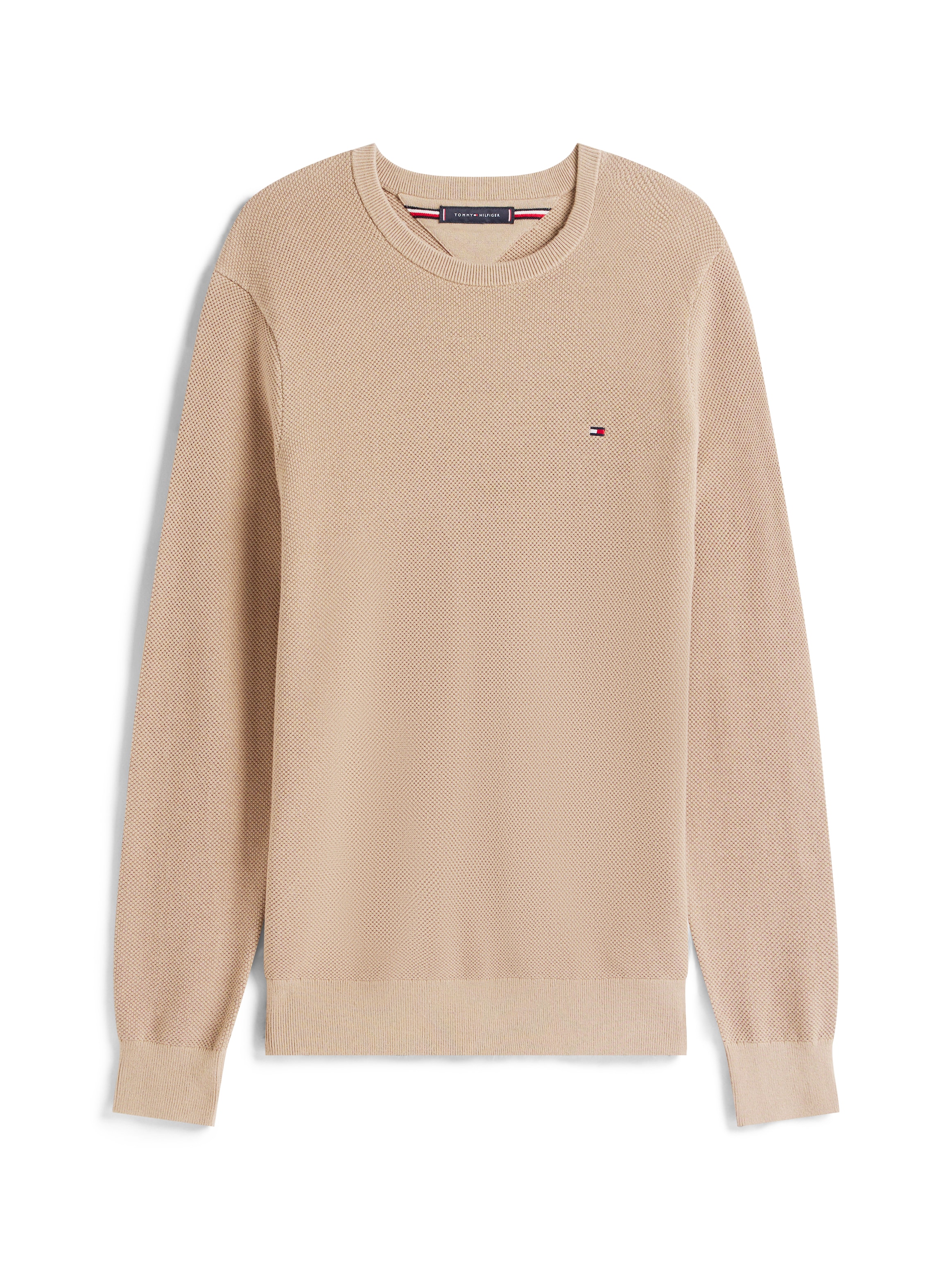 Tommy Hilfiger »ESSENTIAL STRUCTURE CREW NECK mit Struktur und Label« unifarben, casual, regular fit, Baumwolle, Rundhals