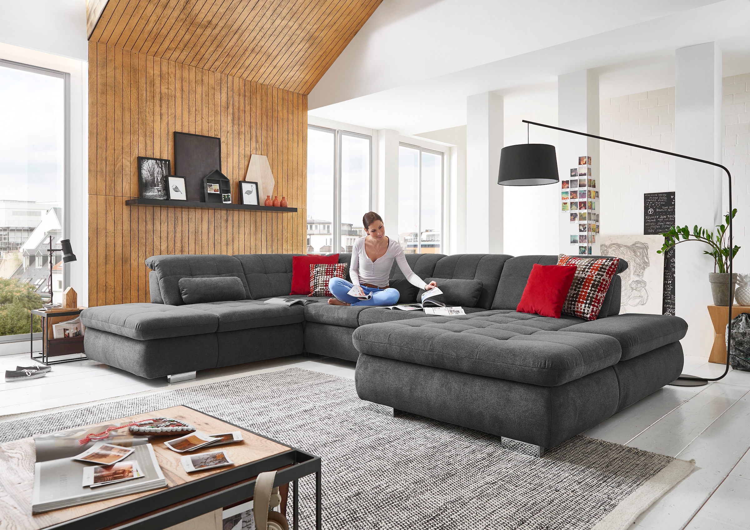 Die PlanBar Ecksofa »MP-IN17004 L-Form«, wahlweise mit Funktionen, Federkern-Polsterung