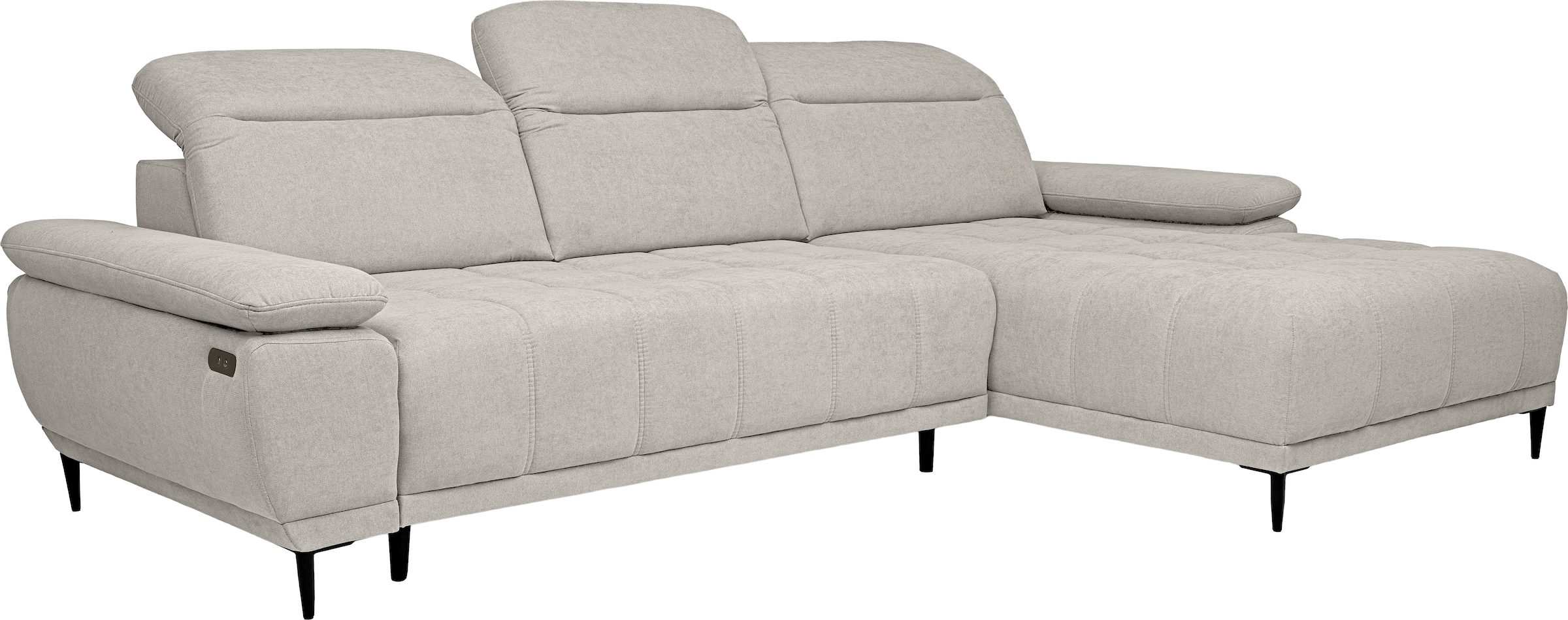 WERK2 Ecksofa »Focus-S, inkl. elektr. Sitzvorzug, manuelle Kopfteilverstellung« elektr. Sitztiefenverstellung, flexible Kopfstützen, 12cm Füße, L-Form