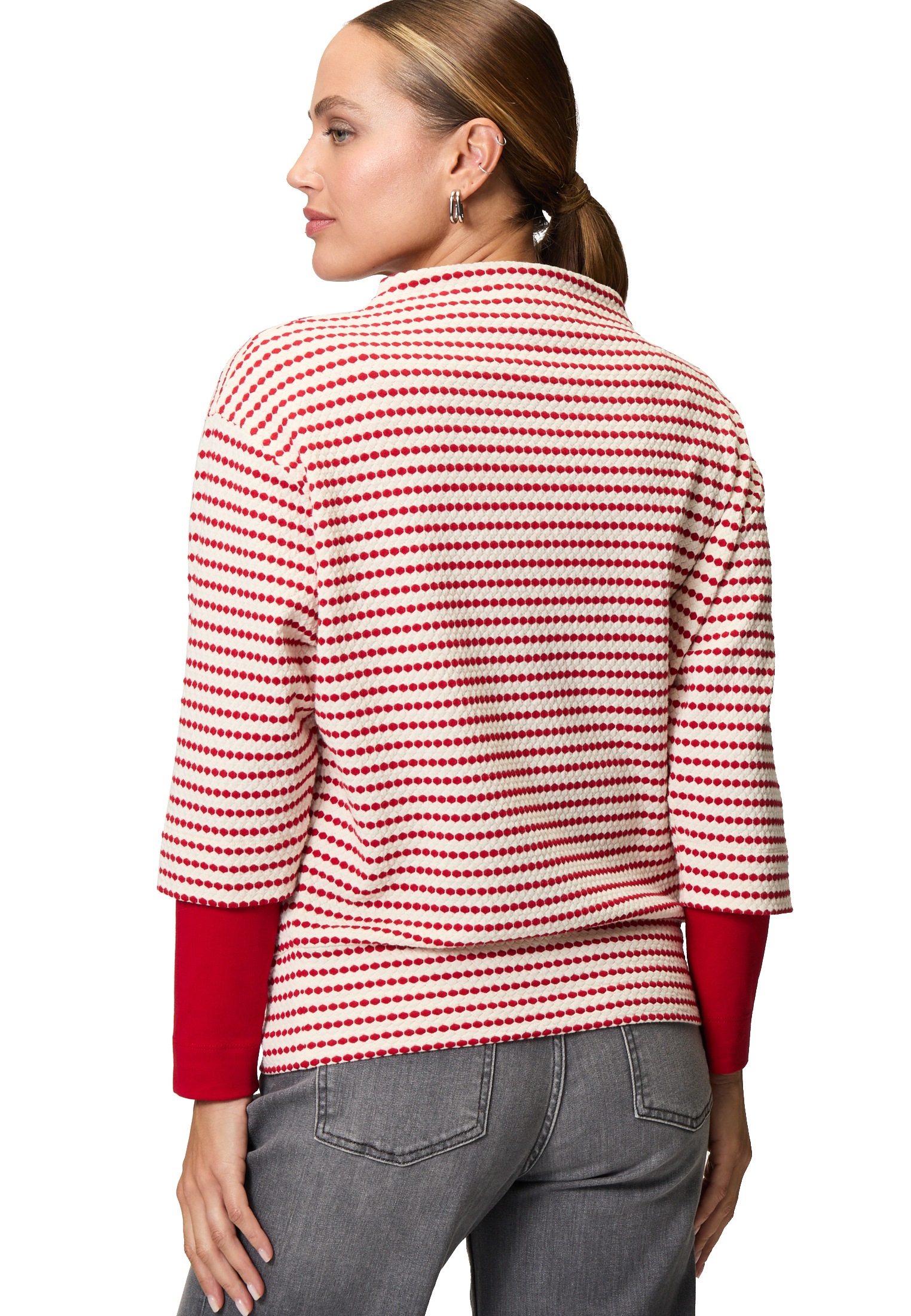Zero Sweatshirt »zero Sweatshirt geringelt mit 3/4 Ärmel«, Plain/ohne Details