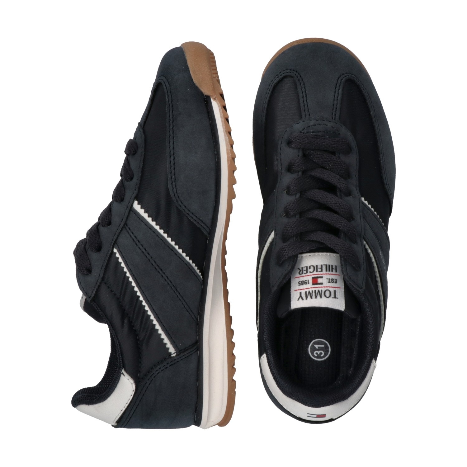 Sneaker TOMMY HILFIGER, Herren, Gr. 39, blau weiß, Lederimitat, Textil, Schuhe Sneaker, Low Profile Sneaker, Retro Schnürschuh mit Logoverzierung 3