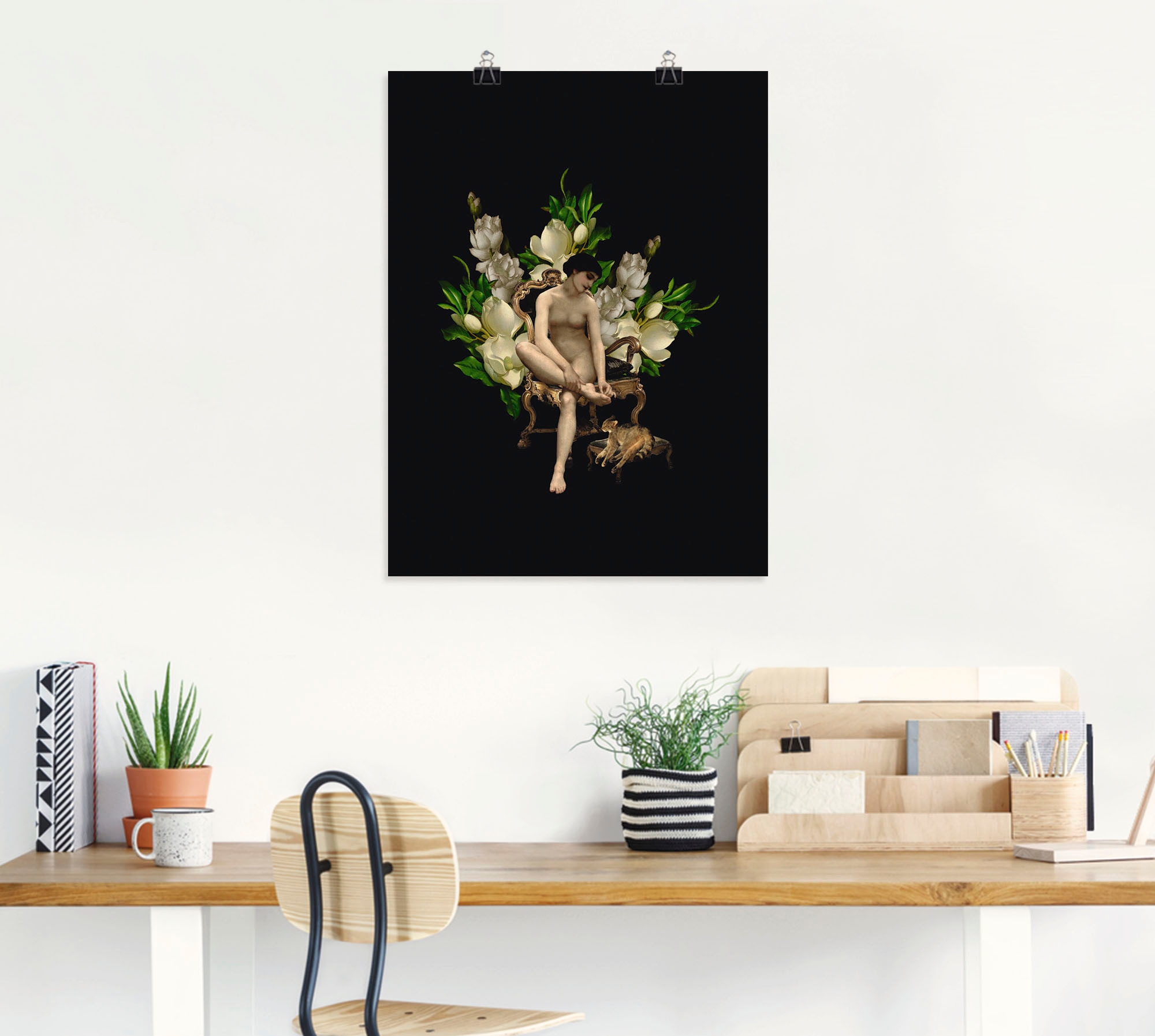 Artland Poster »Venus mit Katze und Magnolien«, Gottes Bilder, (1 St.), als Alubild, Leinwandbild, Wandaufkleber oder Poster in versch. Größen