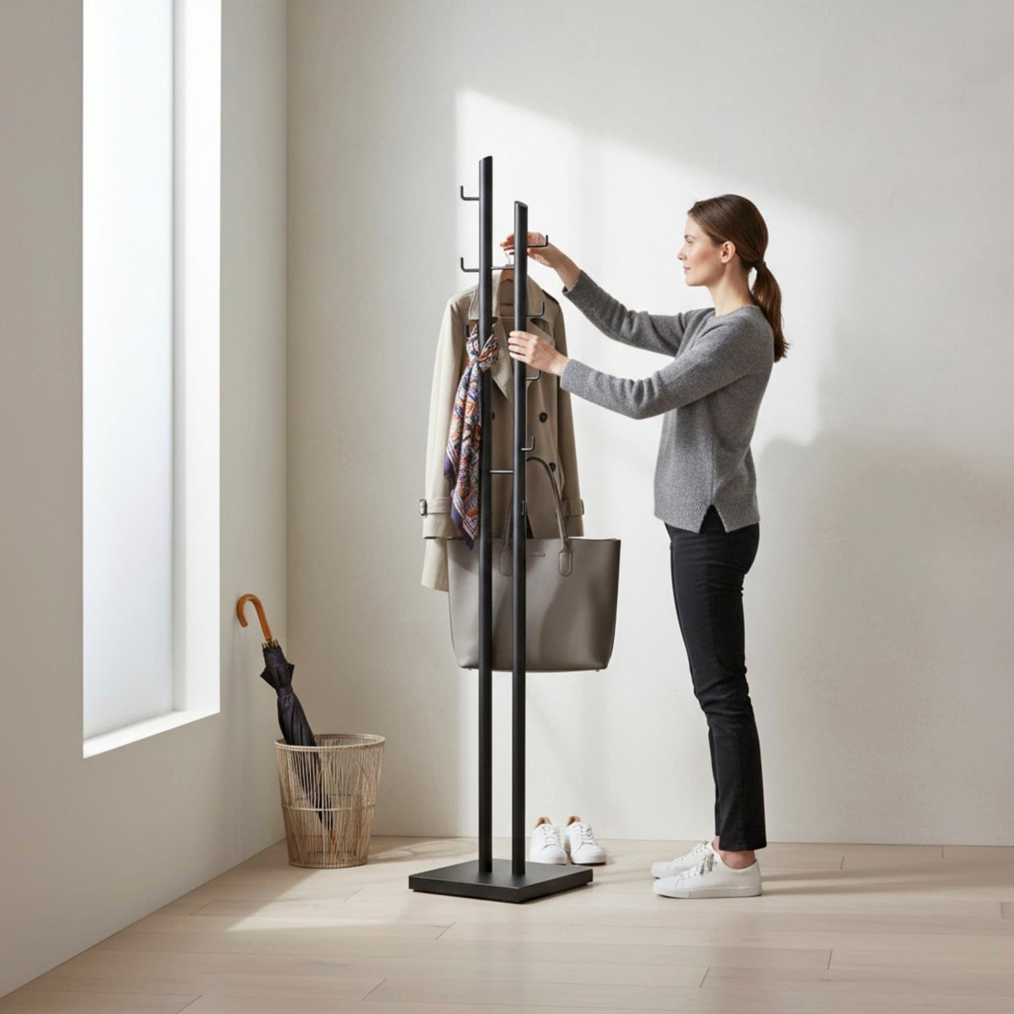 HAKU Garderobenständer »Kleiderständer, Standgarderobe« rund - aus Metall Schwarz - B/T/H 29/29/176 cm