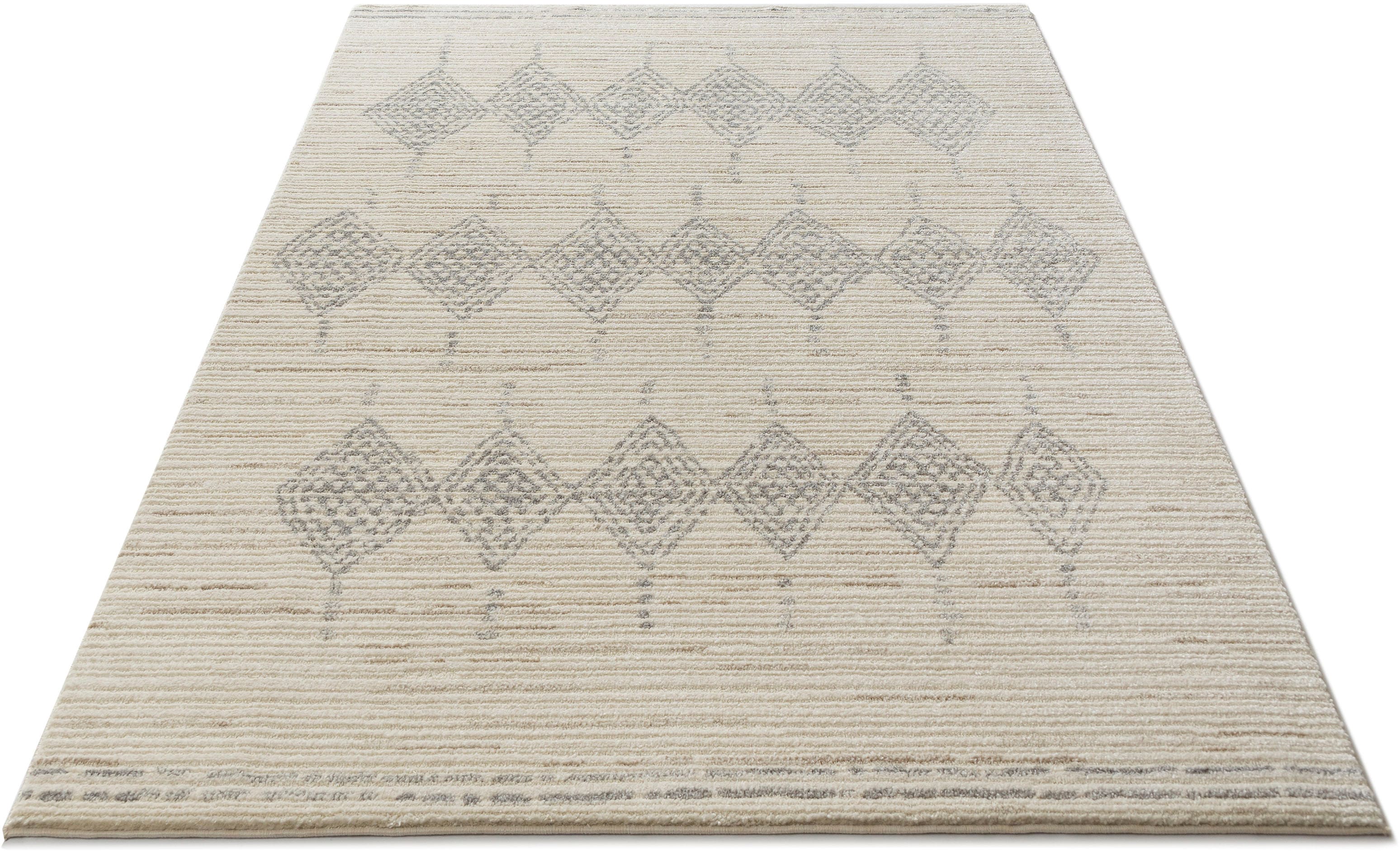 Gino Falcone Teppich "Durlesti 4925" rechteckig 13 mm Höhe Kurzflor, modernes Rauten Design, Boho, Wohnzimmer, Esszimmer