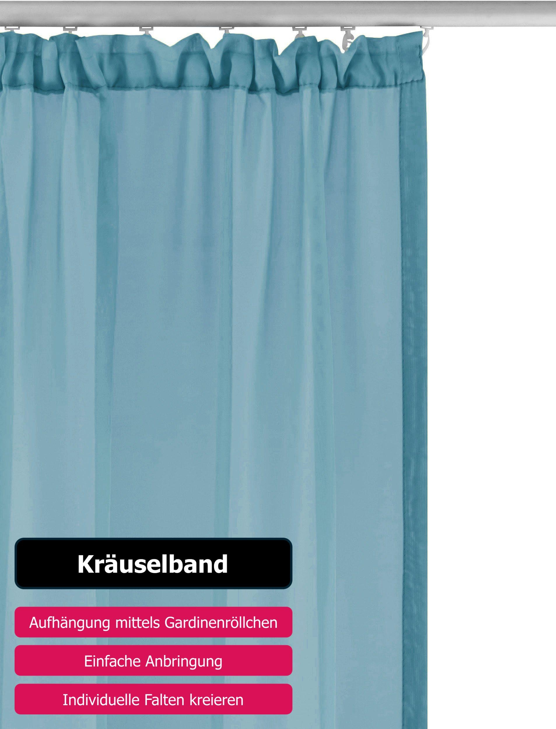 my home Gardine »XANA mit Ösen, Kräuselband oder Schlaufen«, (1 St.), Bestseller, einfarbig, 1 bzw. 2 Schals, pflegeleicht, Schal