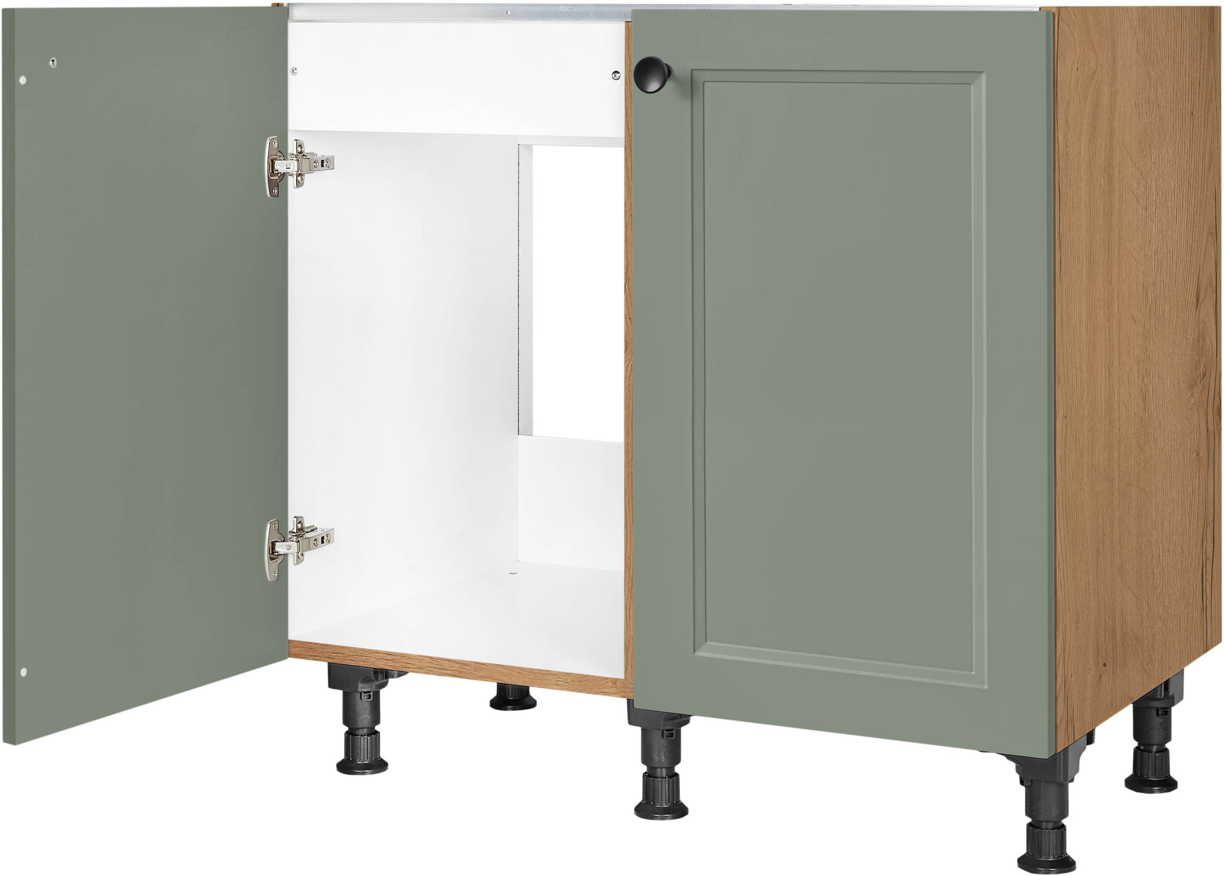 nobilia® Spülenschrank »"Cascada", vormontiert, mit höhenverstellbaren Sockelfüßen,«, Breite 90 cm