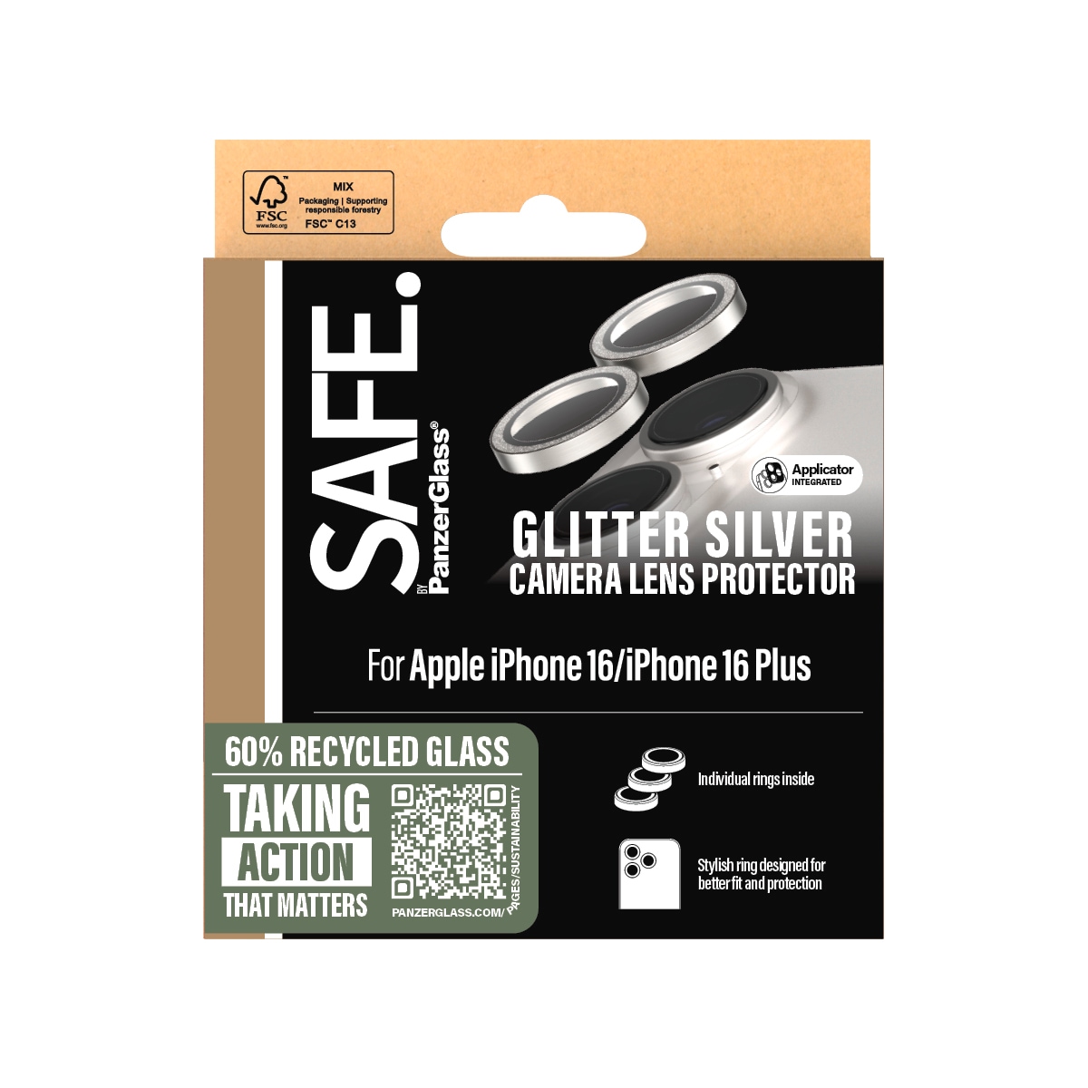 SAFE by PanzerGlass Kameraschutzglas »Camera Lens Protection«, für Apple iPhone 16-Apple iPhone 16 Plus, Kameraschutz, Schutzglas, Linsenschutz, kratz- & stoßfest