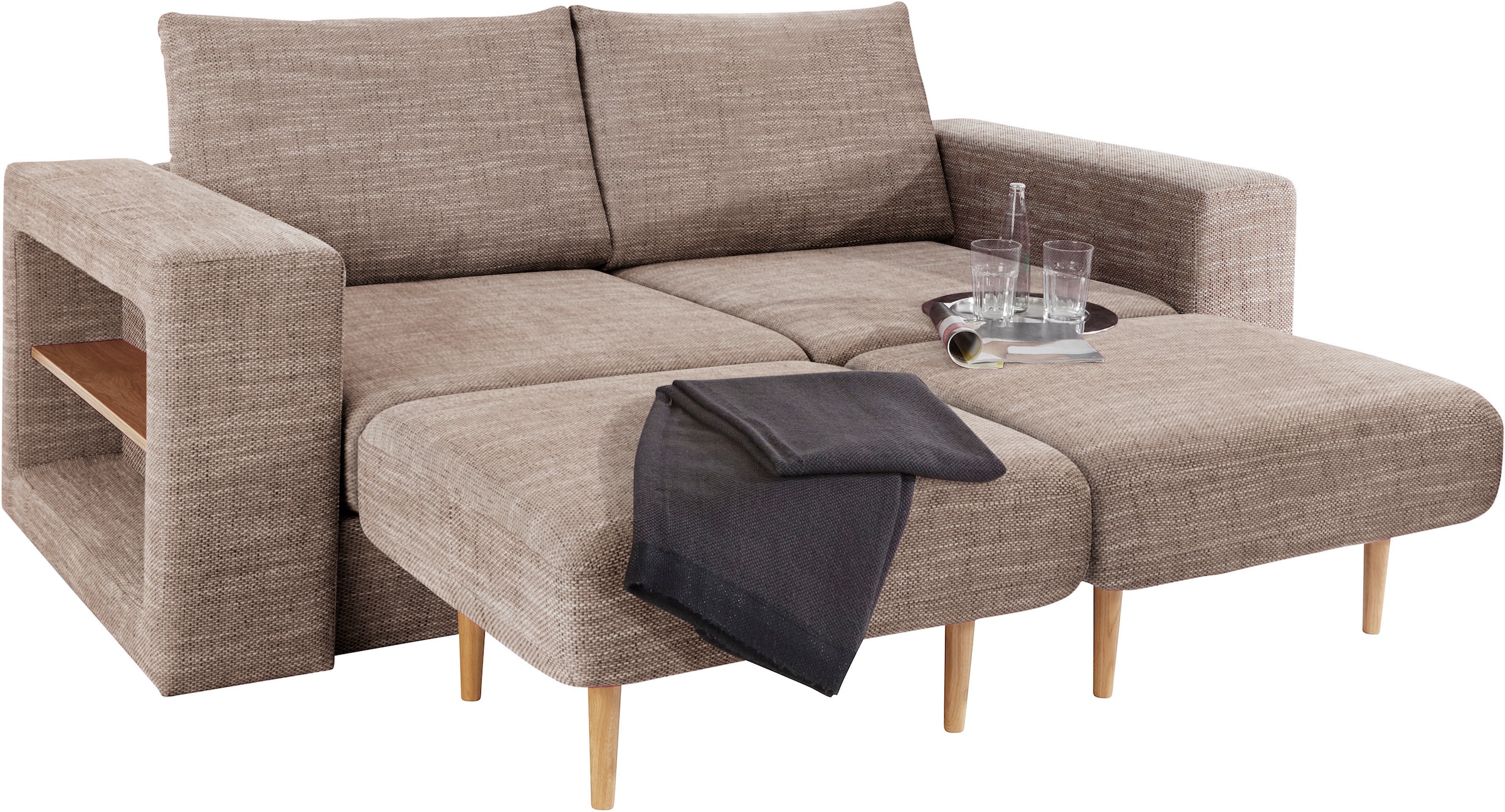 LOOKS by Wolfgang Joop 3-Sitzer »Looksvb«, Verwandlungssofa: aus Sofa wird Sofa mit 2 Hockern, mit Regalfunktion