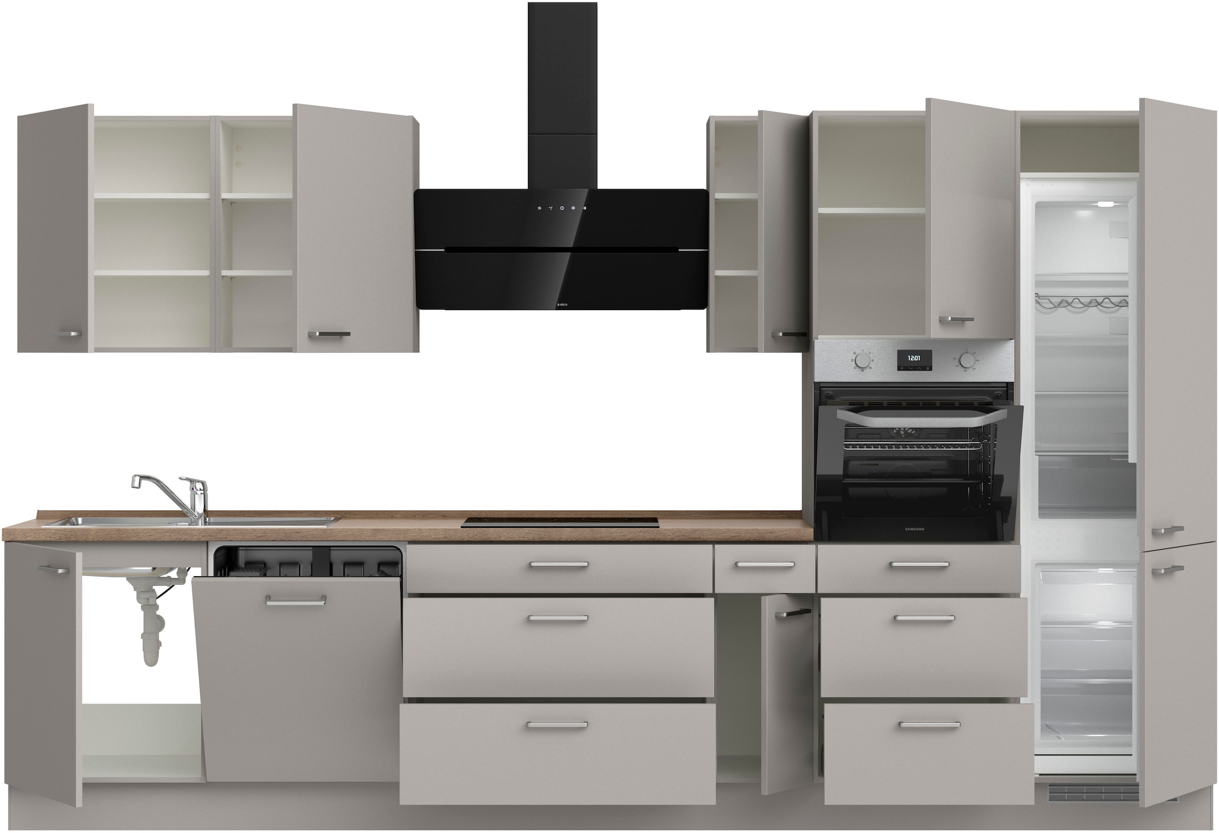 nobilia® Küchenzeile »"Touch II"«, vormontiert, Ausrichtung wählbar, Breite 360 cm, wahlw. mit E-Geräten