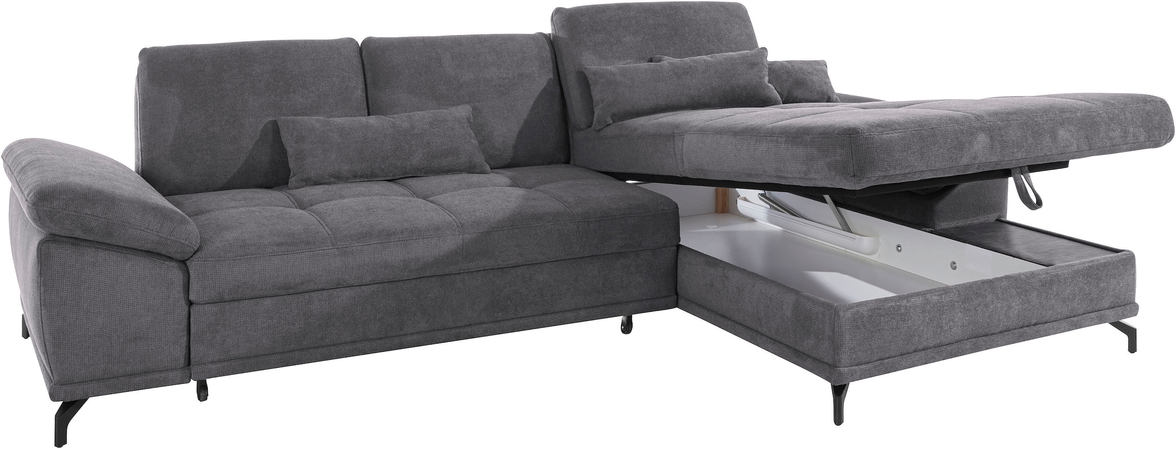 Places of Style Ecksofa Costello, mit Sitztiefenverstellung und Armlehnfunktion, incl. 3 Nierenkissen