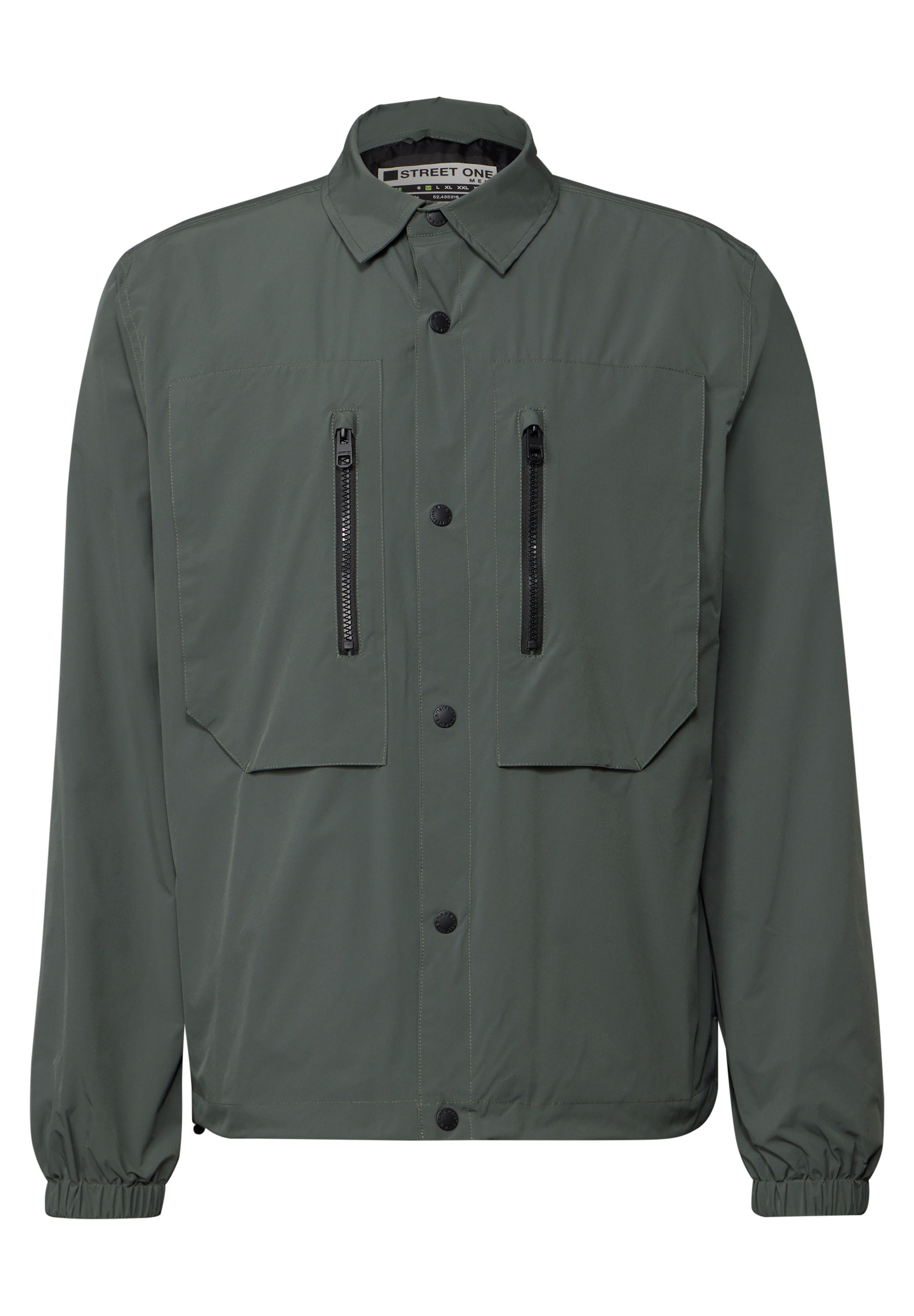 Outdoorjacke STREET ONE MEN, Herren, Gr. L (42), grün (dusty grün), Stoff, Obermaterial: 100% Polyester; Futter: 100% Polyester, unifarben, comfort fit normal, V-Ausschnitt, Bündchen, Jacken Outdoorjacke, mit Brusttaschen 3