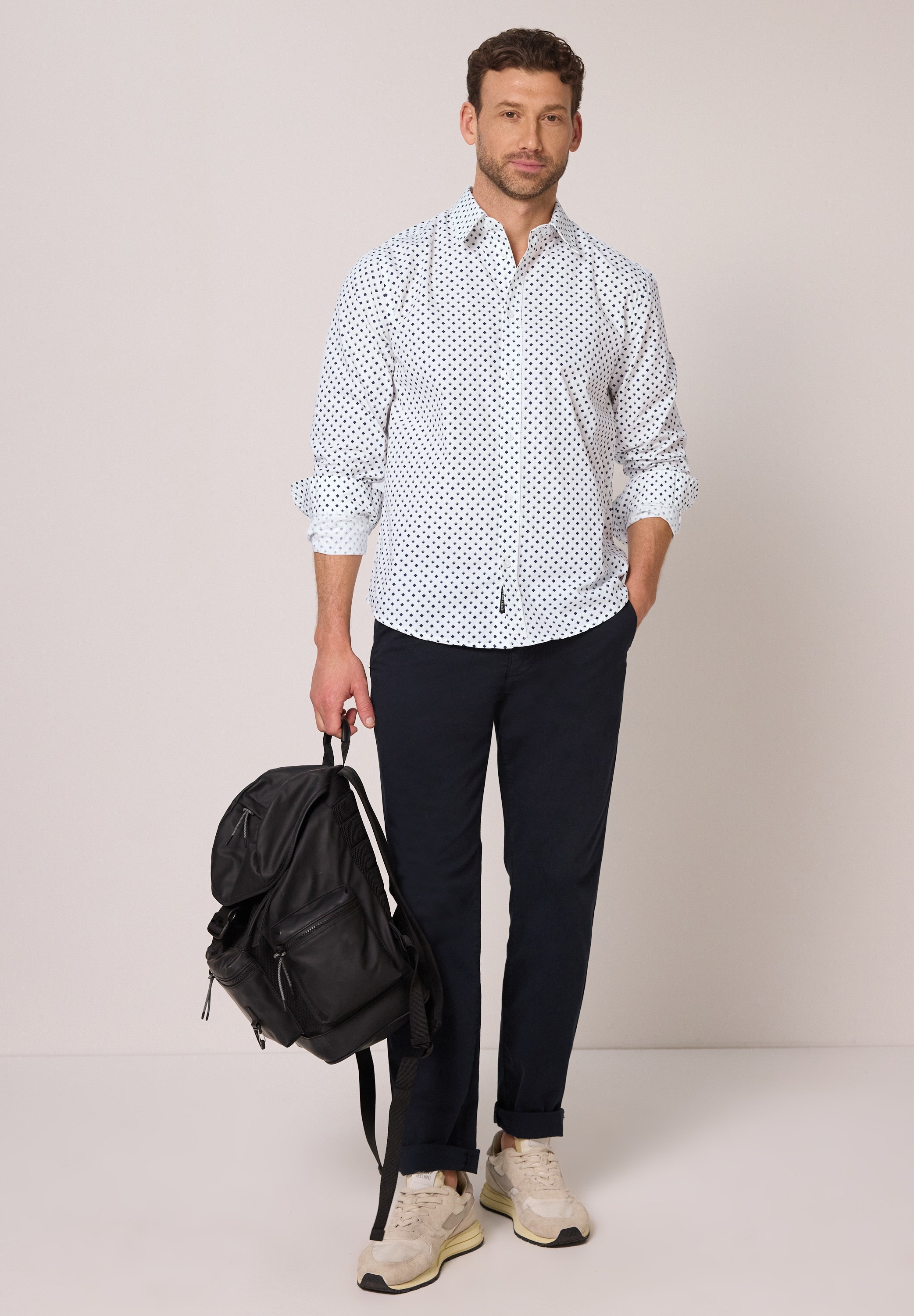 STREET ONE MEN Langarmhemd aus reiner Baumwolle